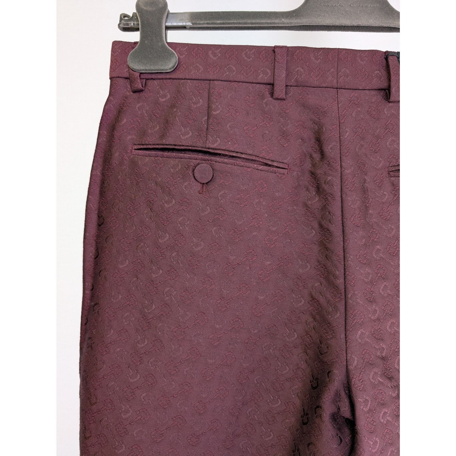 Gucci o1rshd1 Horsebit All Over Burgundy Slacks Pant in Purple Size US 30 / EU 46 - 9 Thumbnail