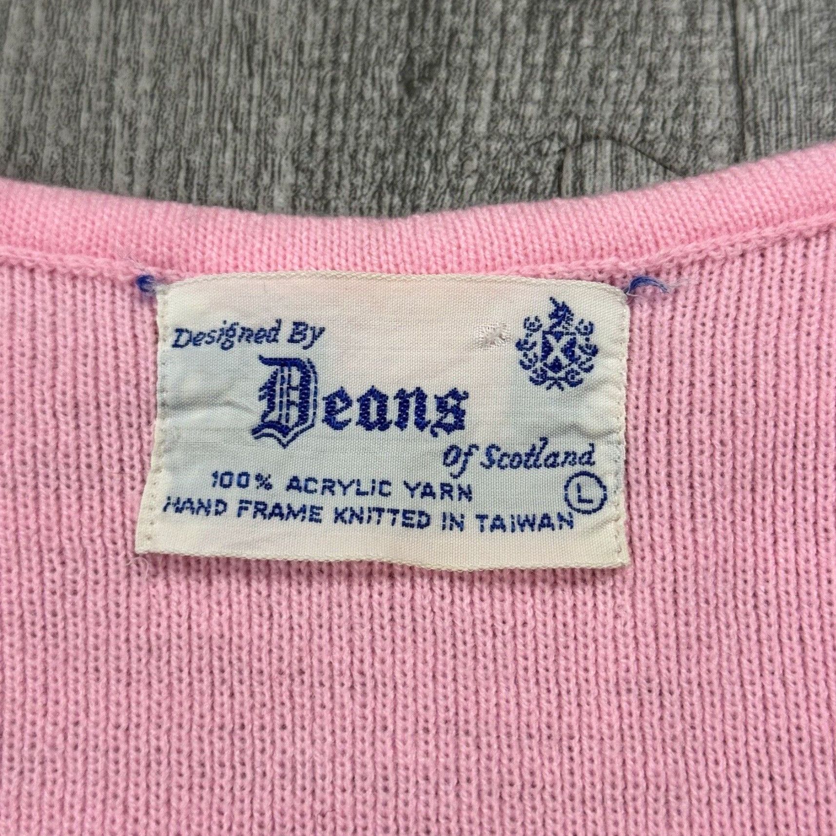 Pinko Vintage Deans of Scotland Women’s Pink Preppy Long Sleeve Knit Sweater Size Large Size L / US 10 / IT 46 - 3 Thumbnail