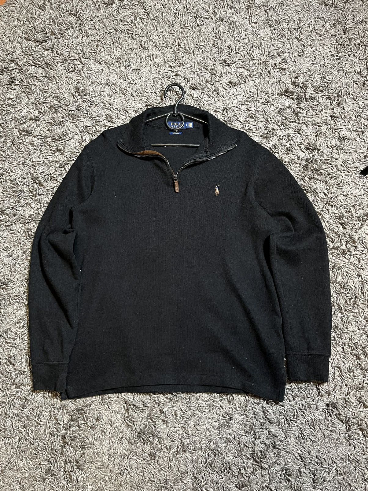 RALPH LAUREN 1/4 ZIP OLD MONEY STYLE COTTON SWEATER