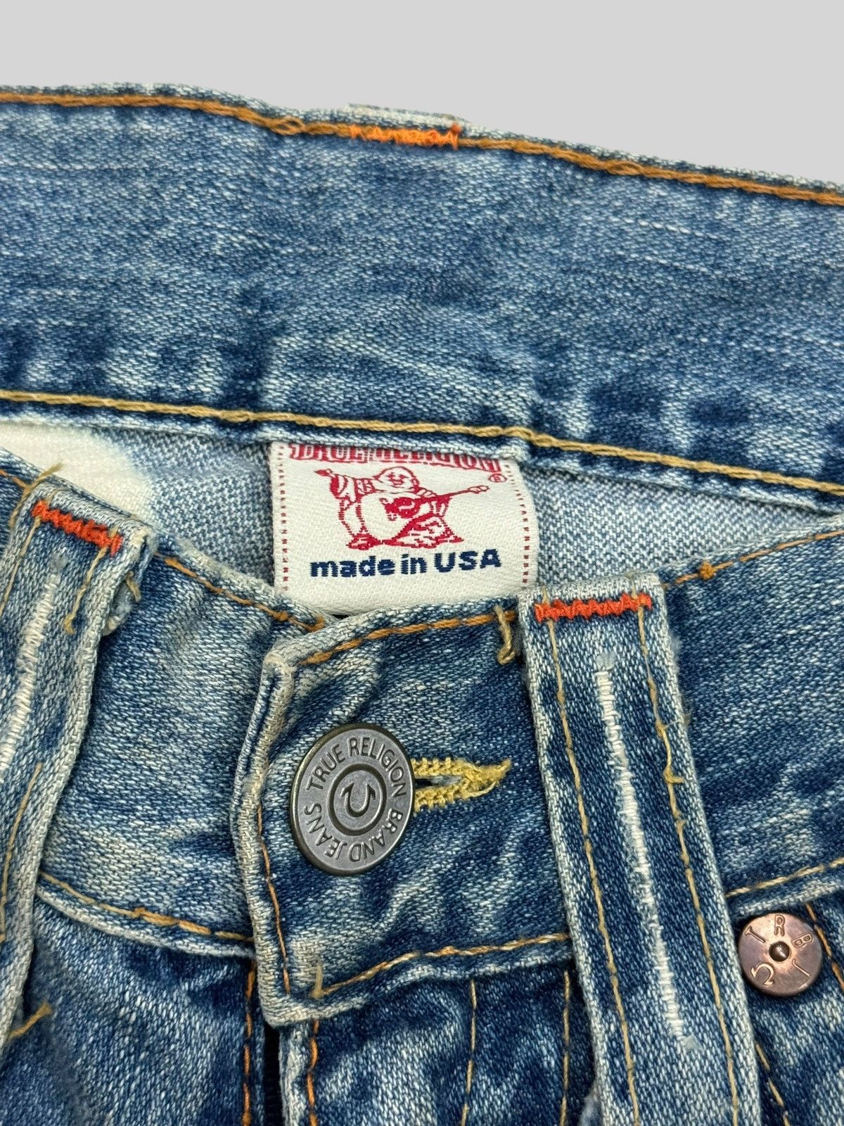 True Religion Vintage Flared TRUE RELIGION Distressed Acid Wash Denim Size US 31 - 10 Thumbnail