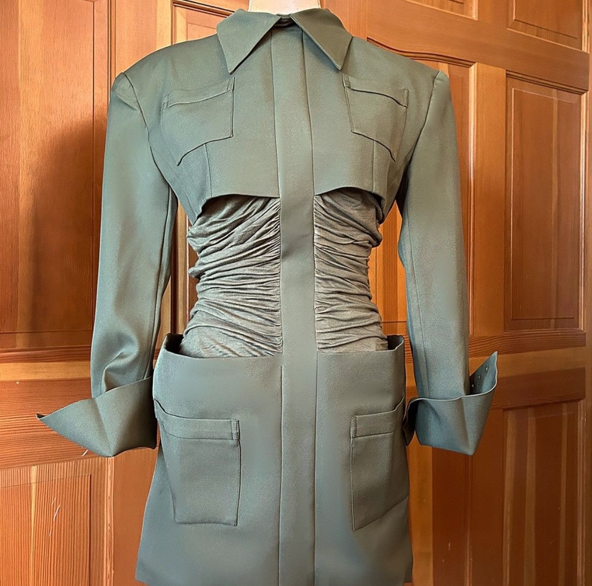 Designer × Other NWT, Lavishly Paris Designer Army Cape Designer Mini Dress. Size M / US 6-8 / IT 42-44 - 2 Thumbnail