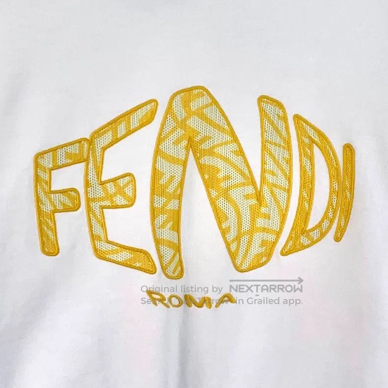 Fendi Fendi White logo letter embroidery cotton round neck long Size S / US 4 / IT 40 - 4 Thumbnail