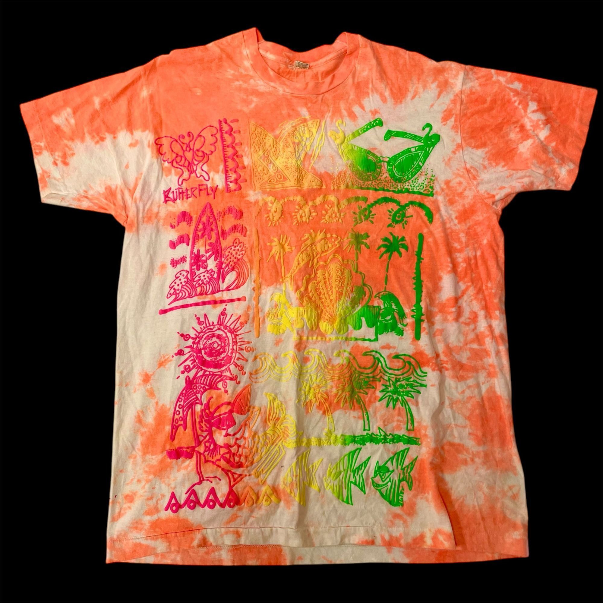 Other Vtg Screen Stars NEON TIE DYE Tropical Butterfly T Shirt Size US XXL / EU 58 / 5 - 1 Thumbnail