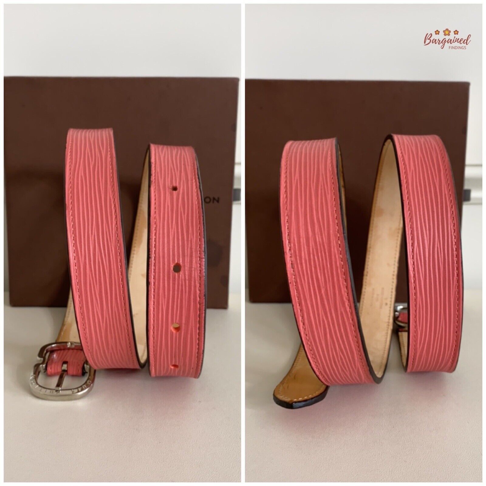 Louis Vuitton Louis Vuitton Pink Epi Leather Silver Butterfly Buckle Belt Size ONE SIZE - 7 Thumbnail