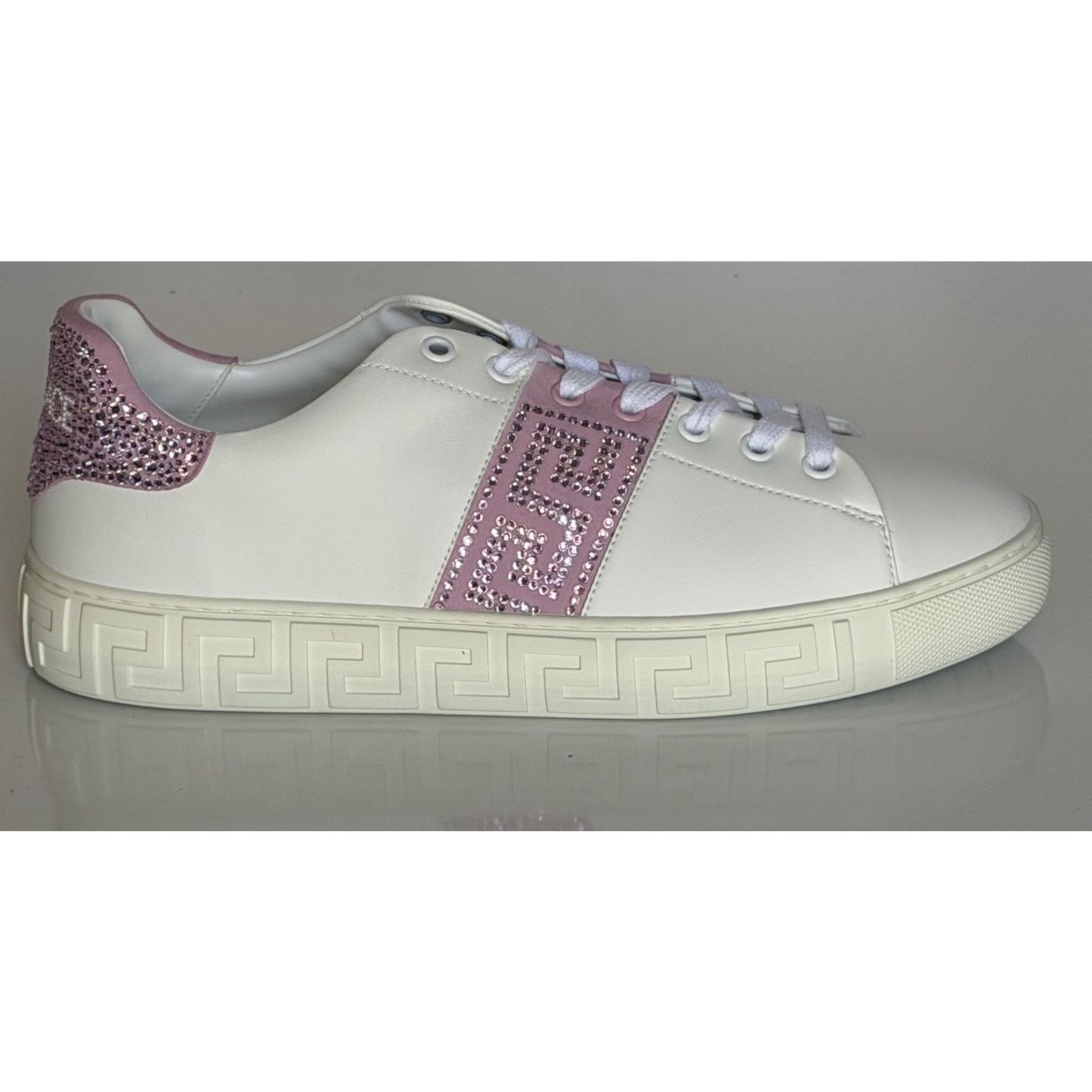 Versace Versace Crystal Greek Leather Sneakers 10 US (40) 1013568 Size US 10 / IT 40 - 3 Thumbnail