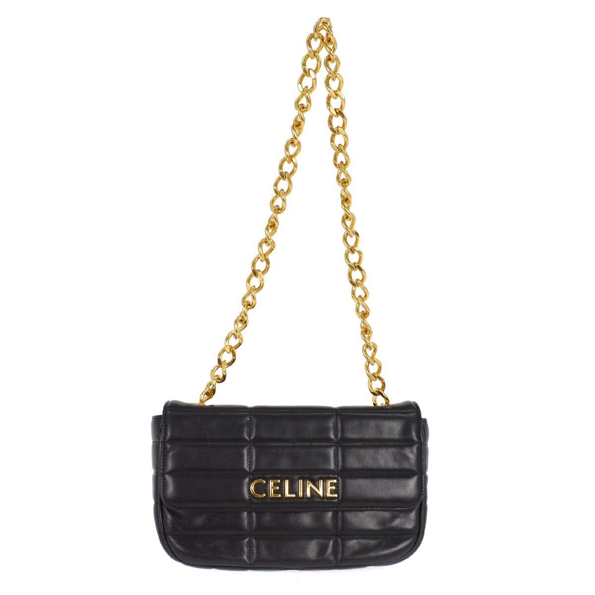Celine Celine Logo Chain Flap Bag Quilted Goatskin Size ONE SIZE - 1 Thumbnail