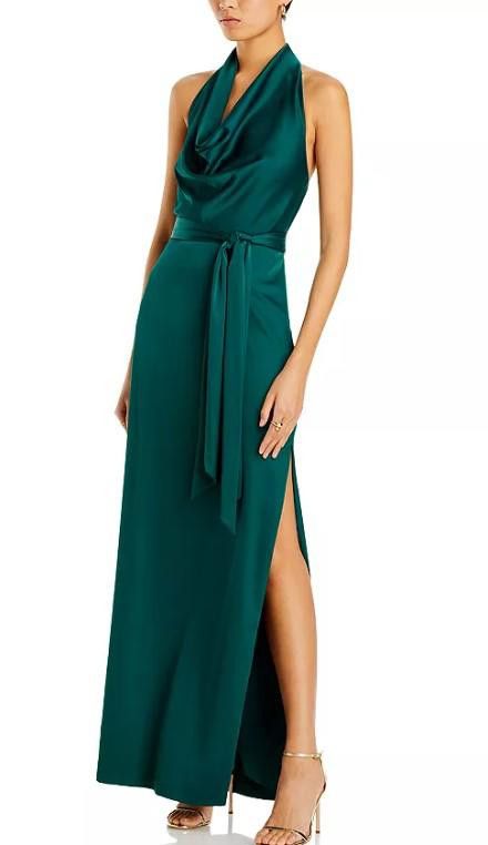 image of Saks Fifth Avenue (4) NWT Liv Foster Cowl Neck Column Gown, Size 0 in Green, Women's