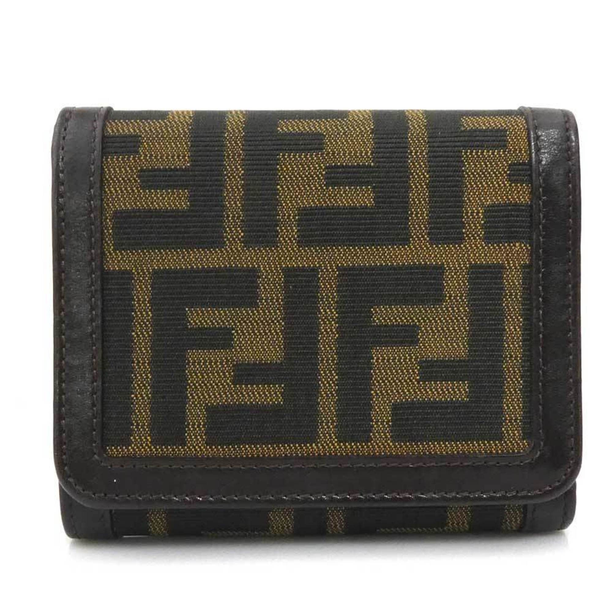 Fendi FENDI Tri-fold Wallet Zucca Canvas Leather Brown Women's e60560g Size ONE SIZE - 1 Thumbnail
