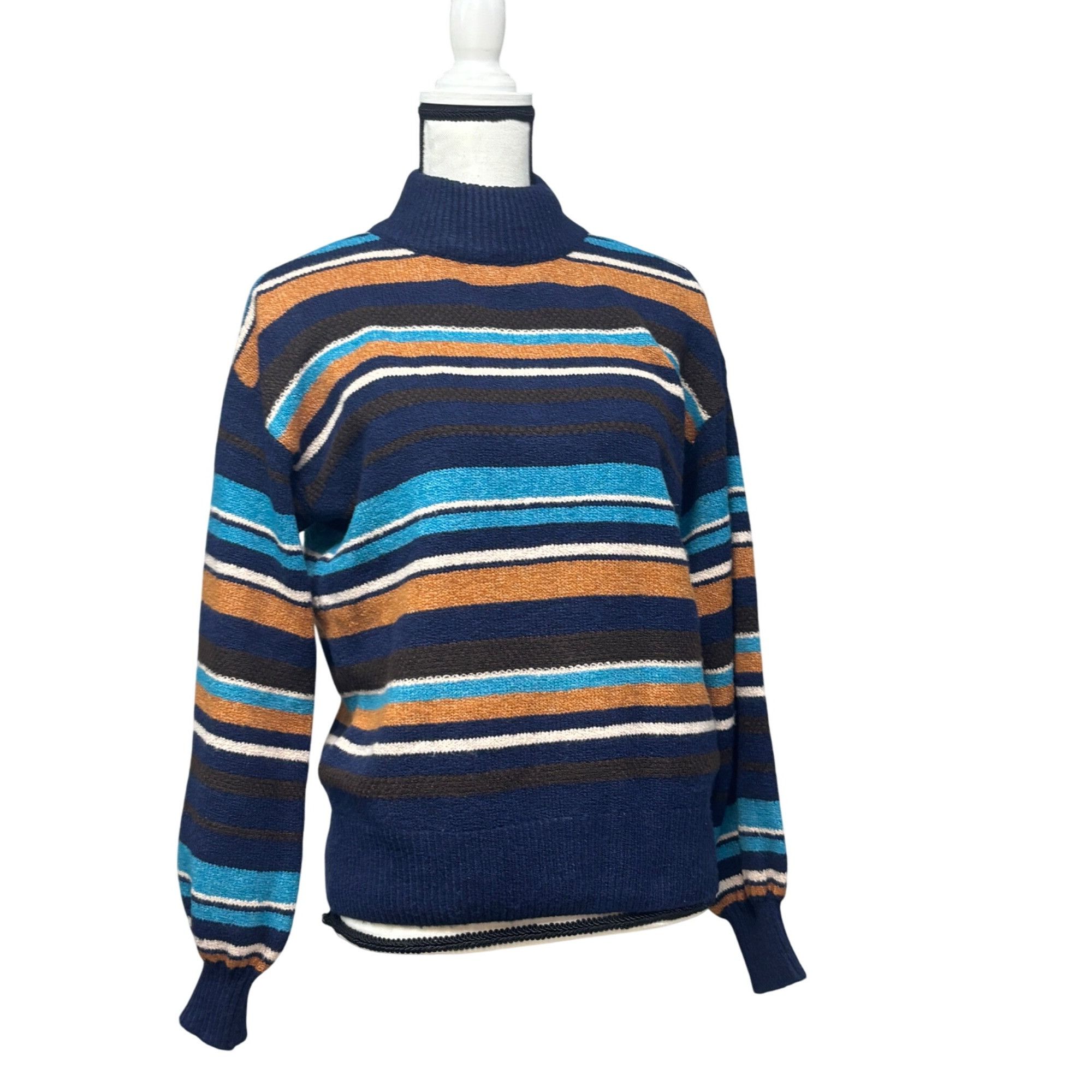Other St. John’s Bay women’s Mock Neck, Button Back Striped Sweate Size M / US 6-8 / IT 42-44 - 3 Thumbnail