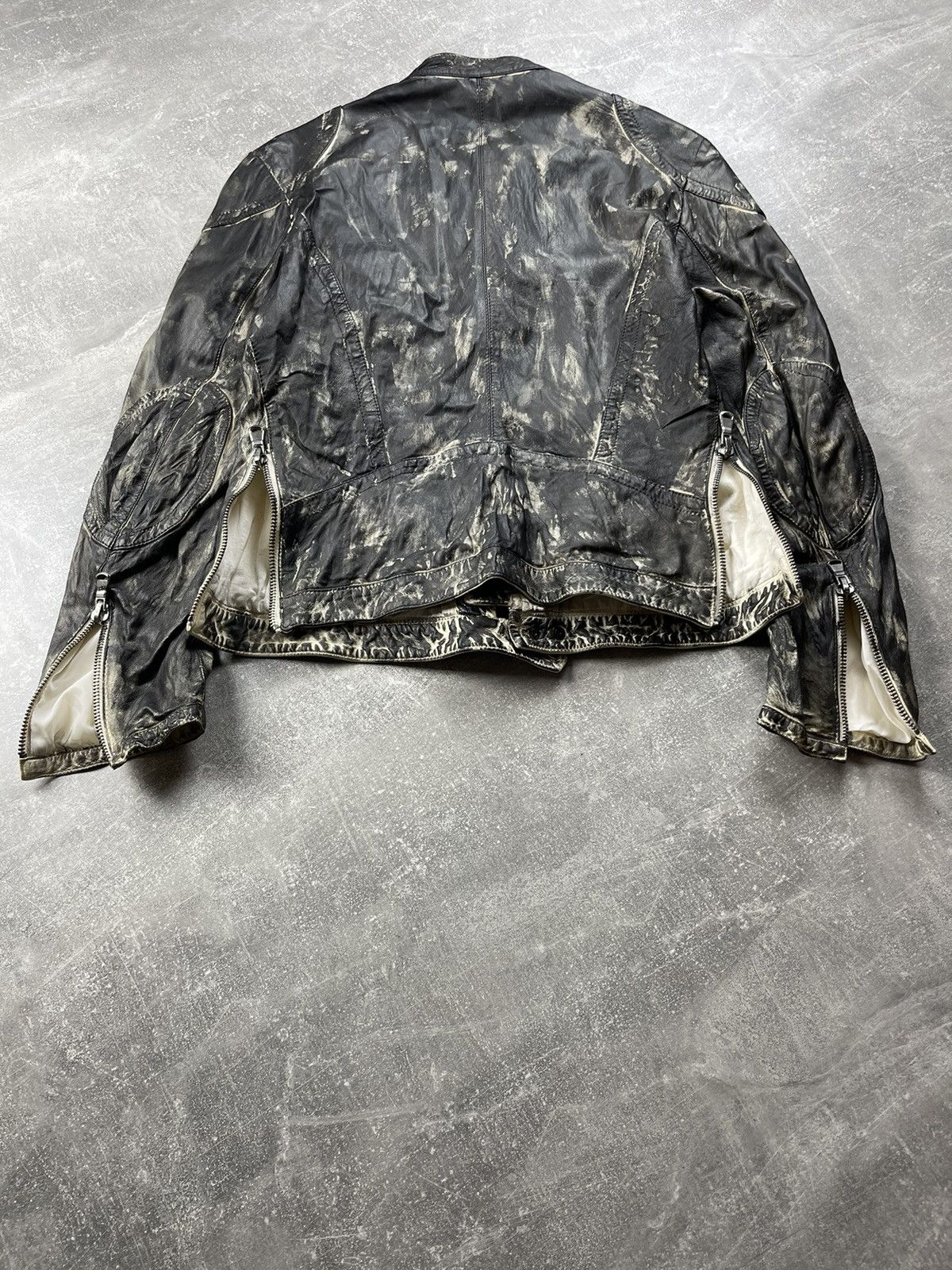 Vintage Archive Black/White Leather Faded Biker Jacket