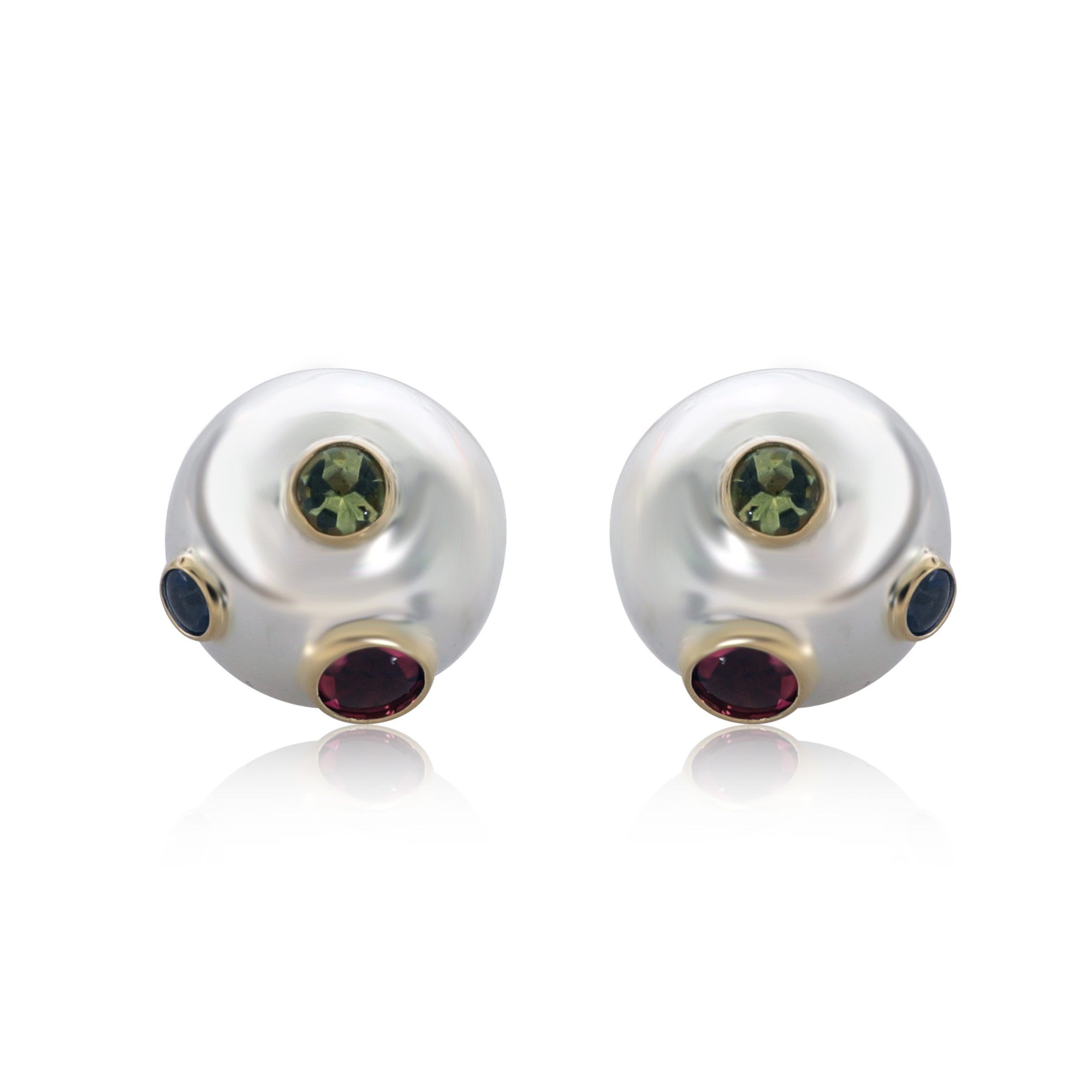 image of Tiffany Co Tiffany & Co. Etoile Earrings With Sapphire, Tourmaline & Peridot In Silver, Women's
