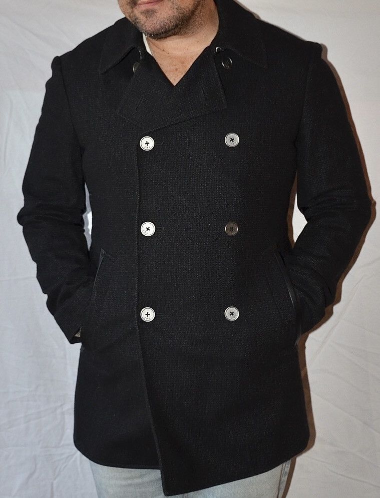John Varvatos John Varvatos Luxe Peacoat Leather Trim Black Small Size US S / EU 44-46 / 1 - 4 Thumbnail