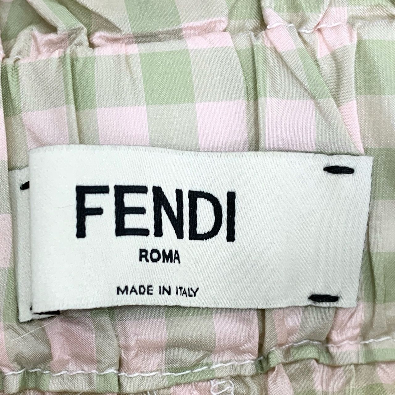 Fendi Fendi Green Checkered Elastic-Waist Silk Casual Shorts (Size Size 40" / US 18 - 2 Thumbnail