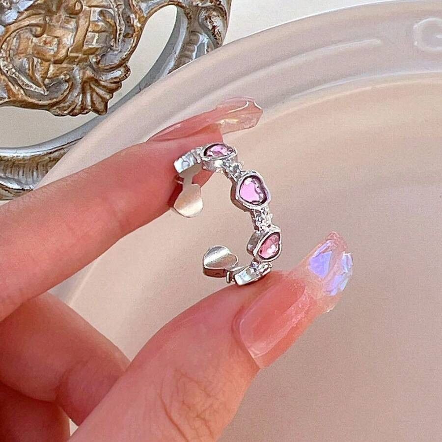 Other 10x Goth Emo Punk Pink & Silver Fashion Rings [Adjustable] Size ONE SIZE - 3 Thumbnail