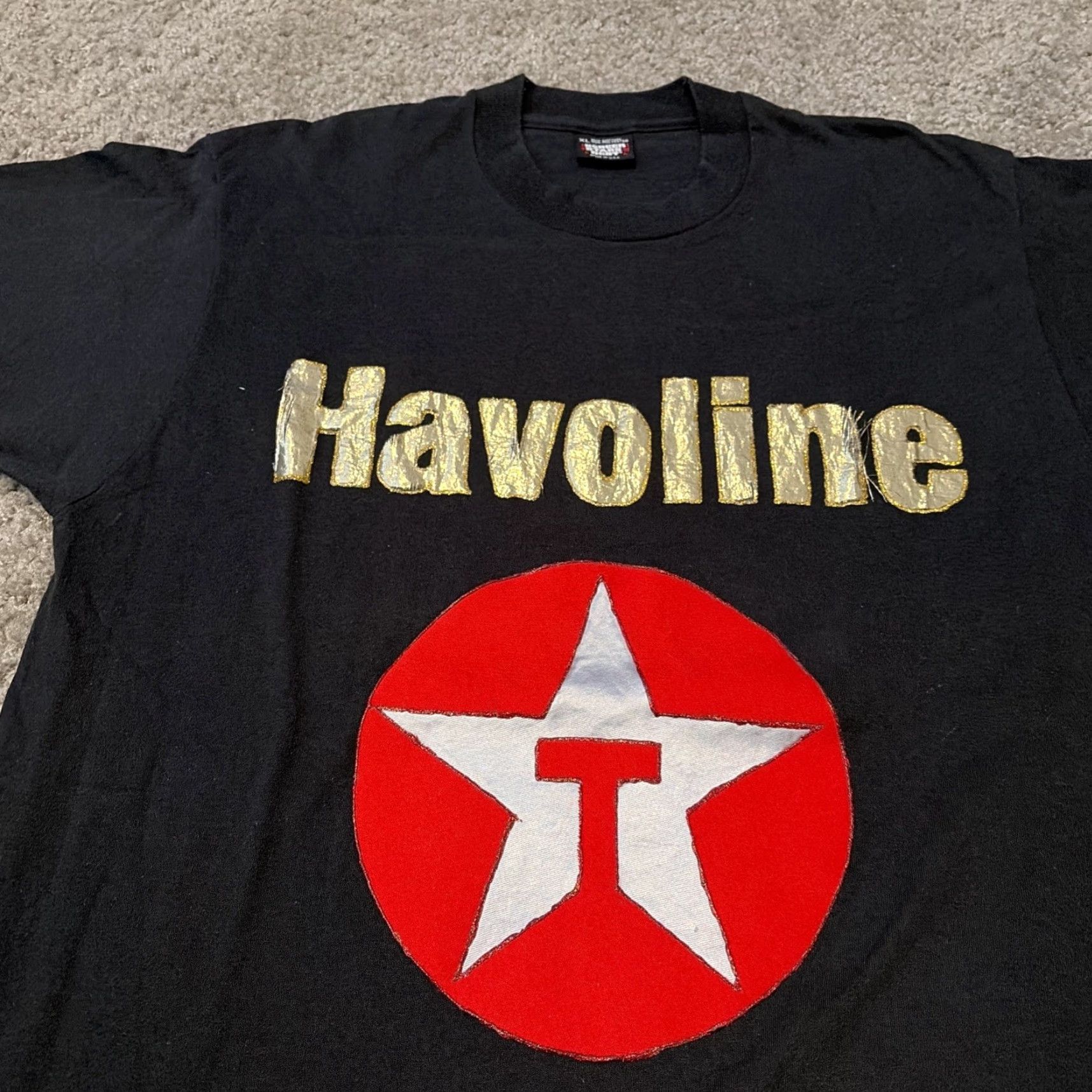 Vintage VINTAGE Havoline Racing Davey Allison NASCAR Black Gold Glitter T-Shirt XL Screen Stars Men T-Shirt 80s Size US XL / EU 56 / 4 - 3 Thumbnail
