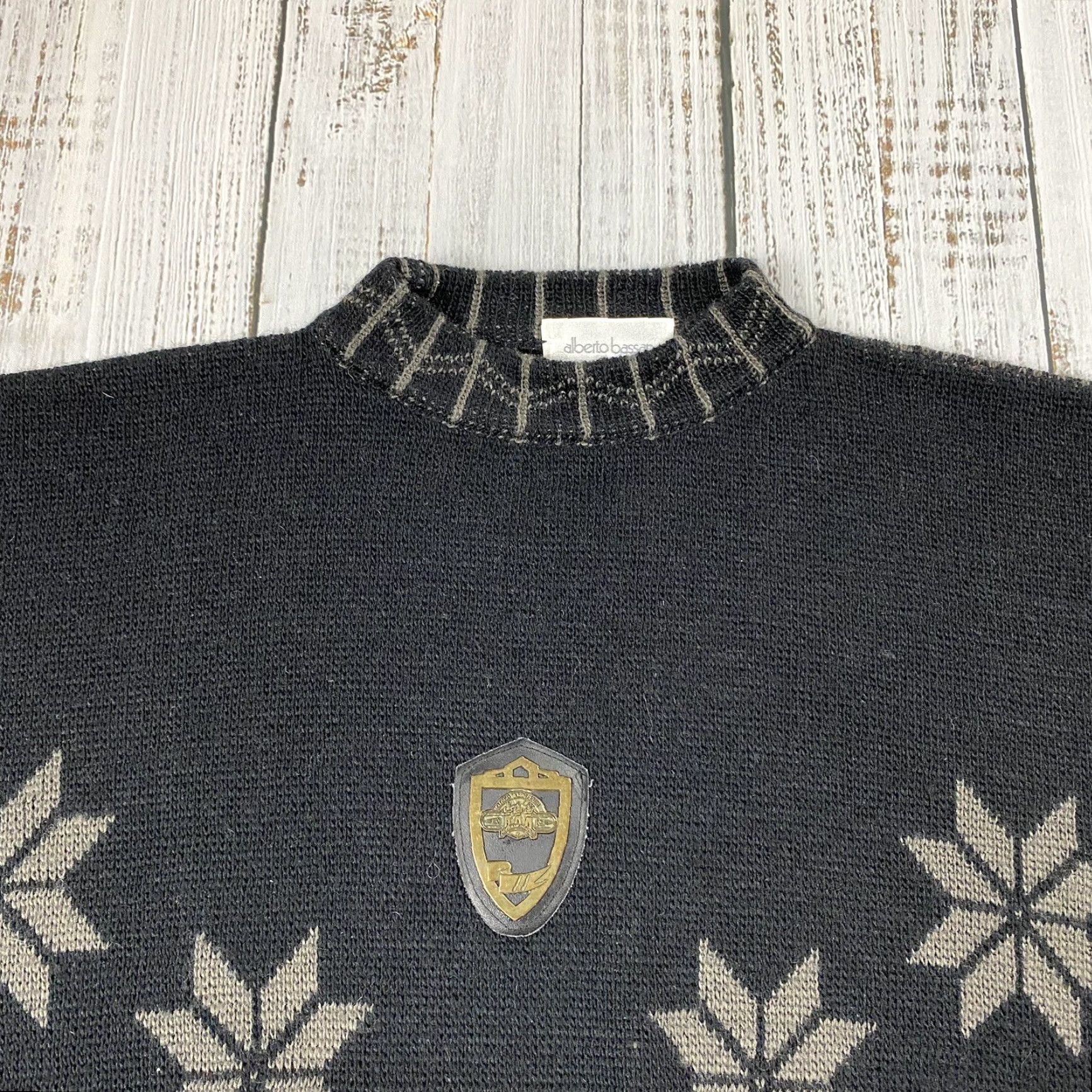 Vintage VINTAGE 80s ALBERTO OTAGO ROWING CLUB SWEATER Crew Neck Casual Black Large Mens Size US L / EU 52-54 / 3 - 4 Thumbnail