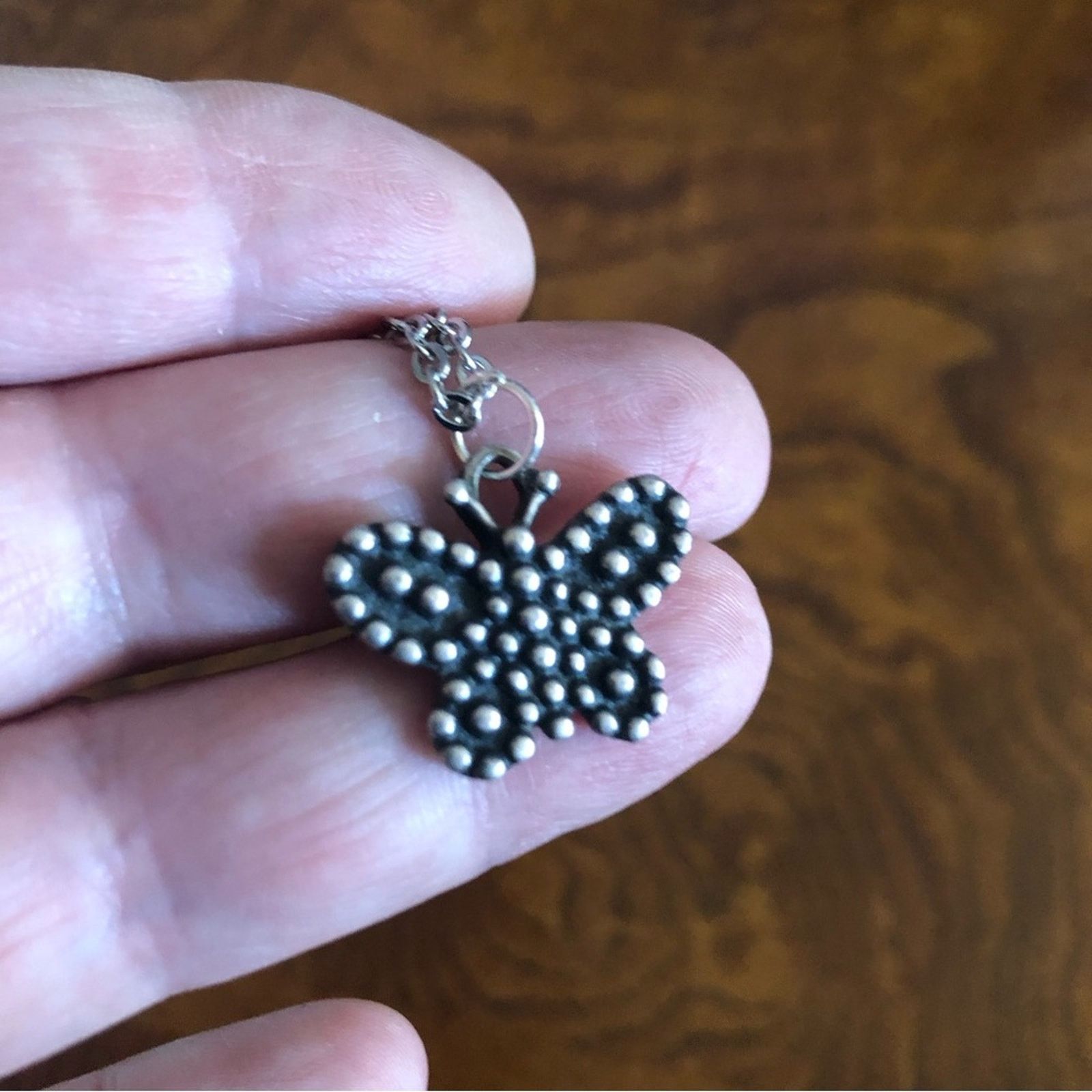 Vintage Vintage bubble butterfly pendant on chain necklace Size ONE SIZE - 9 Thumbnail