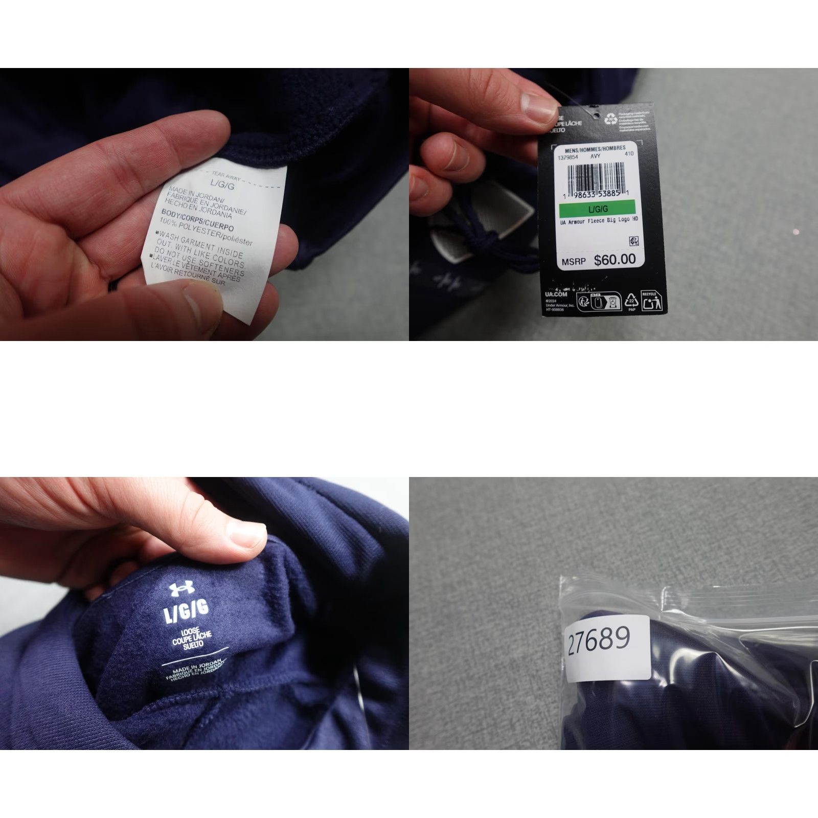 Under Armour Under Armour Hoodie Mens Large Navy Blue Fleece Big Logo Graphic Print Pullover Sweatshirt NWT Size US L / EU 52-54 / 3 - 8 Thumbnail