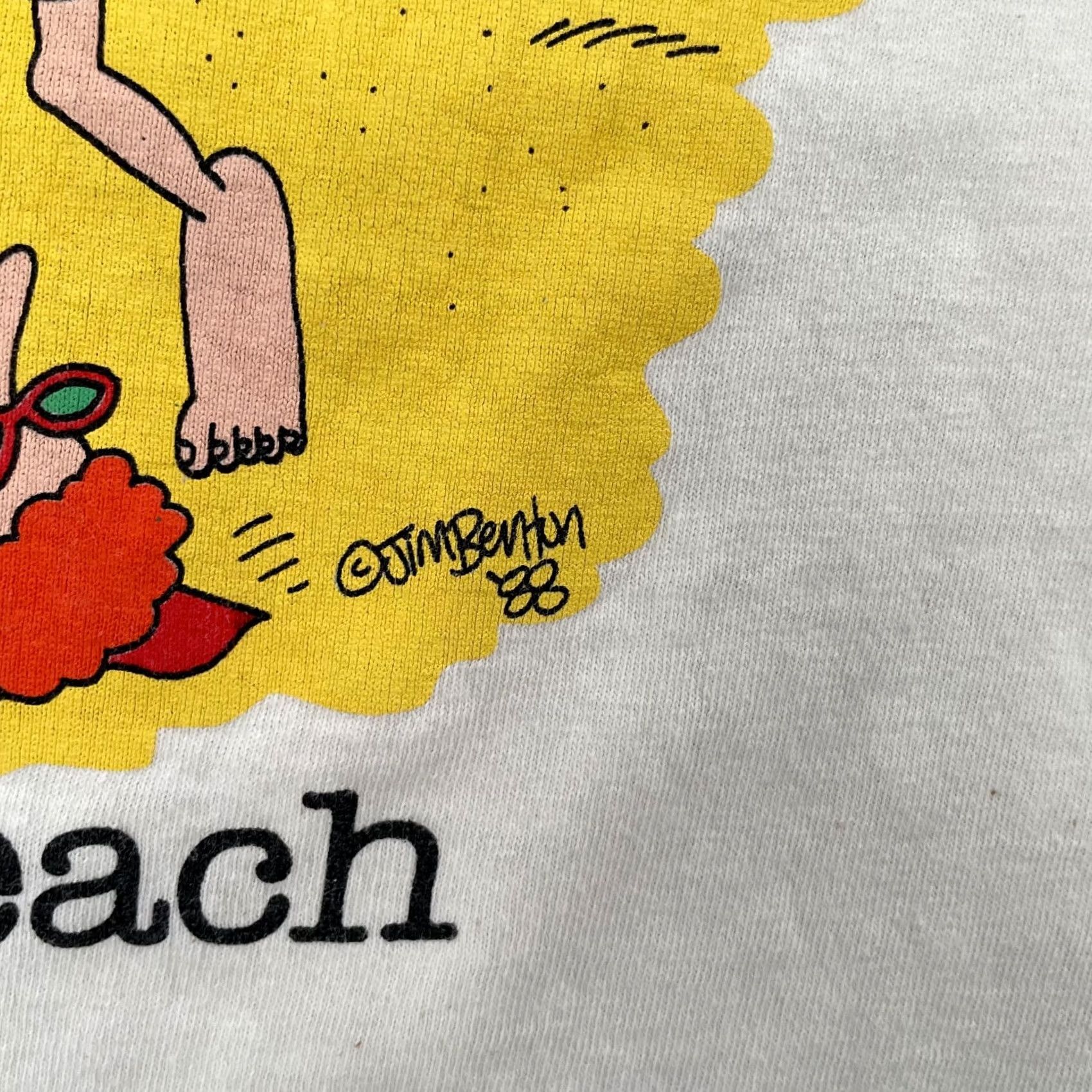 Fruit Of The Loom VINTAGE Fruit of the Loom Shirt Adult M Ivory Crewneck Short Sleeve 80s Beach Cartoon Dad USA Mens Size US M / EU 48-50 / 2 - 4 Thumbnail