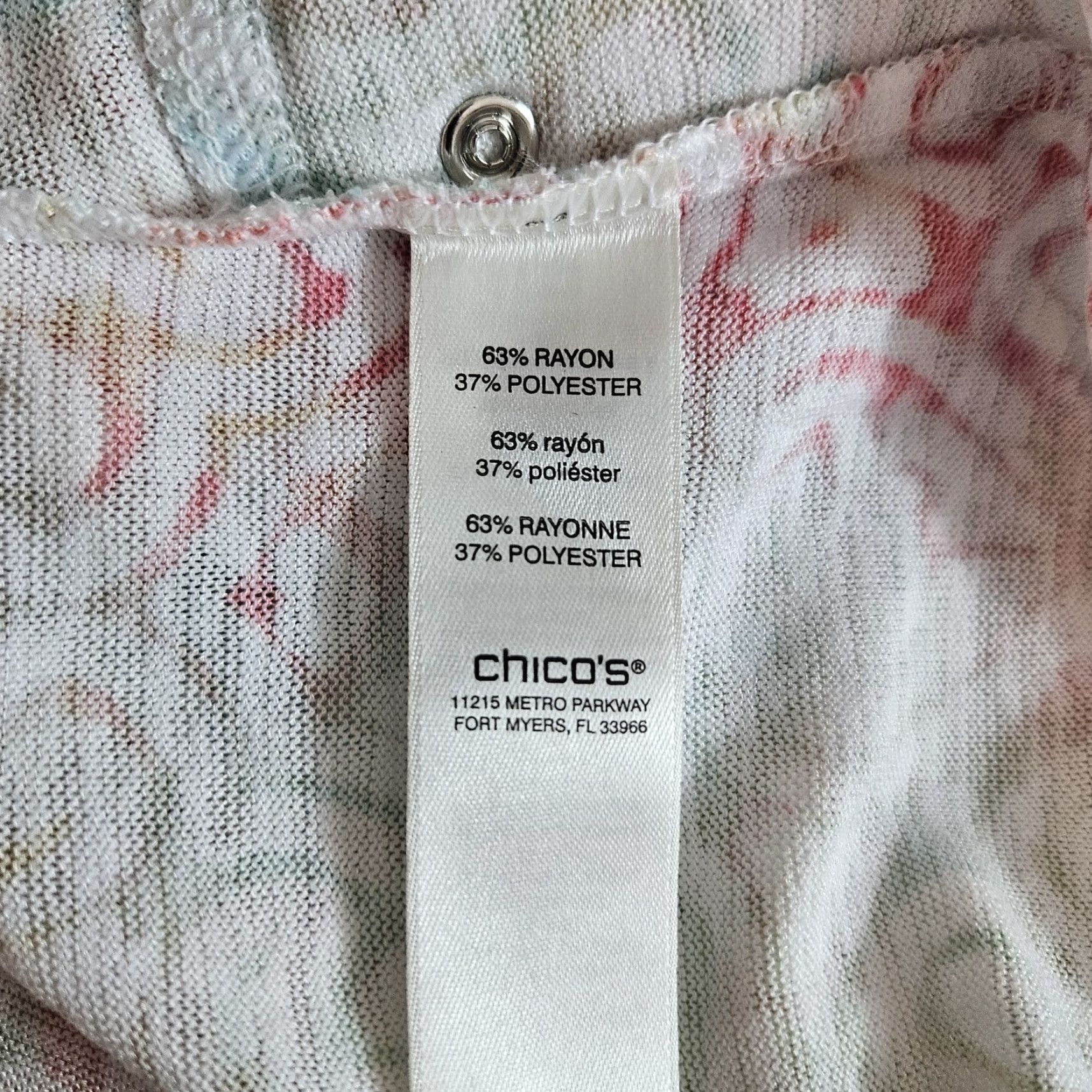 Vintage Chico's Weekends Womens Blouse Shirt 3/4 Sleeve Pink Blue Rayon Blend Medium Adult Womens Size M / US 6-8 / IT 42-44 - 4 Thumbnail