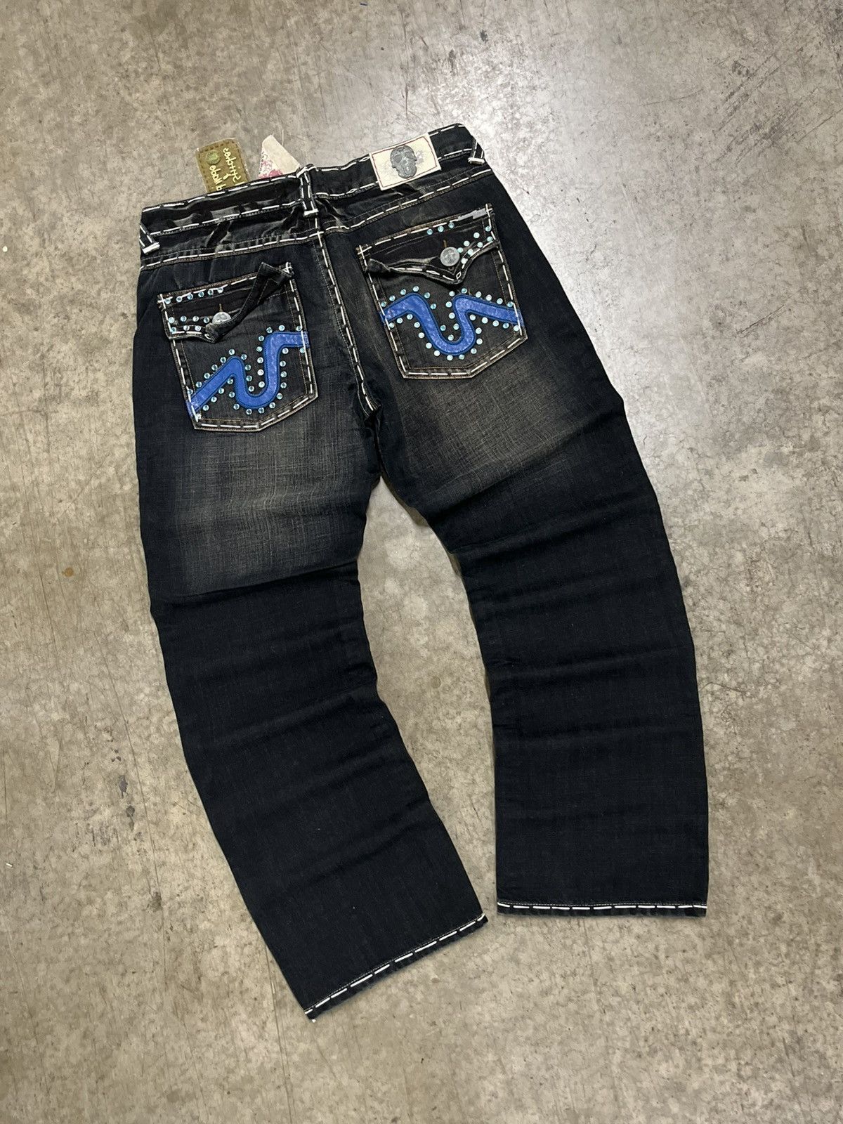 True Religion Y2k baggy fit embroidered denim skater hype rare opium Size US 36 / EU 52 - 2 Thumbnail