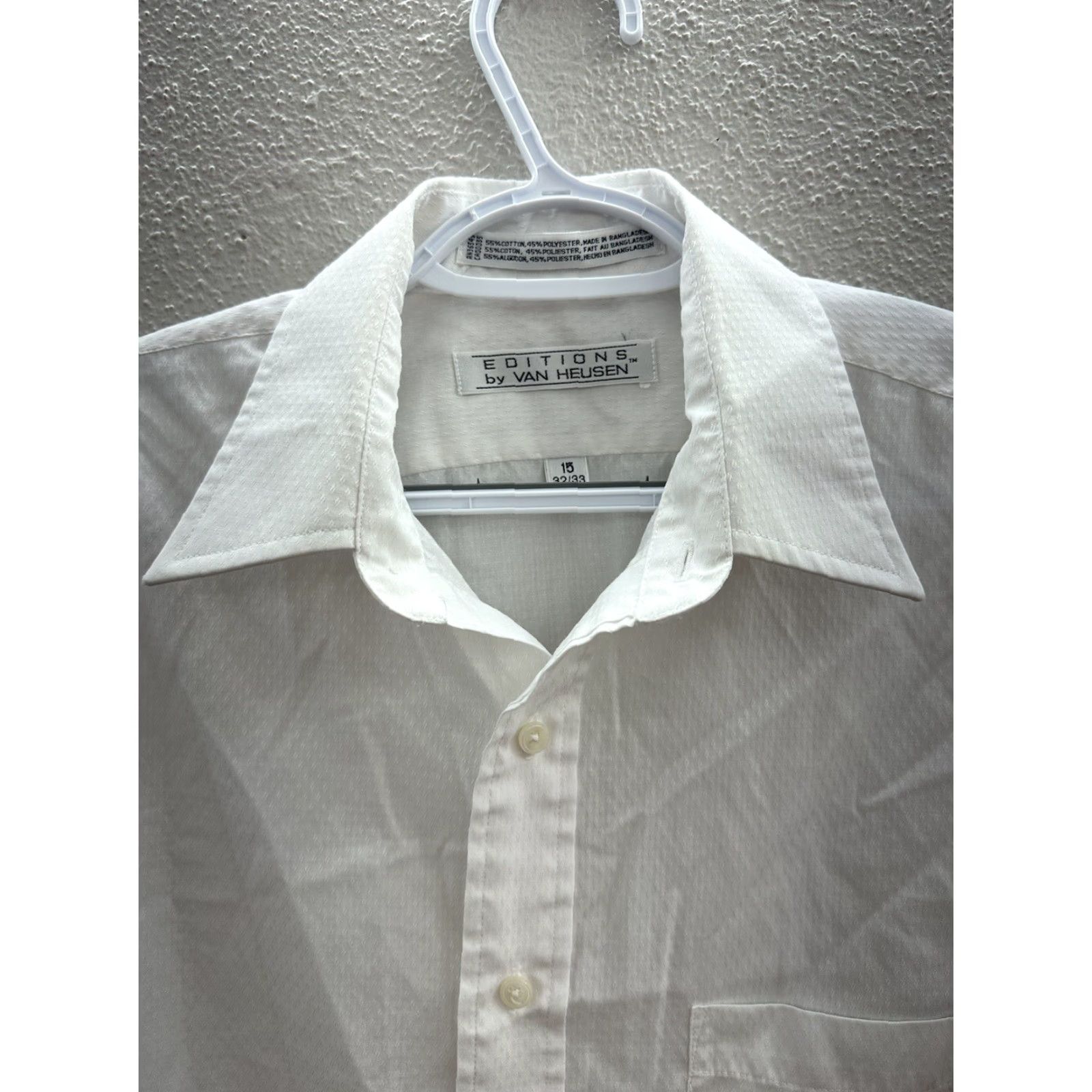 Van Heusen Editions by Van Heusen Mens Shirt 15 32/33 White Long Sleeve Button Up Shirt Size US M / EU 48-50 / 2 - 2 Thumbnail