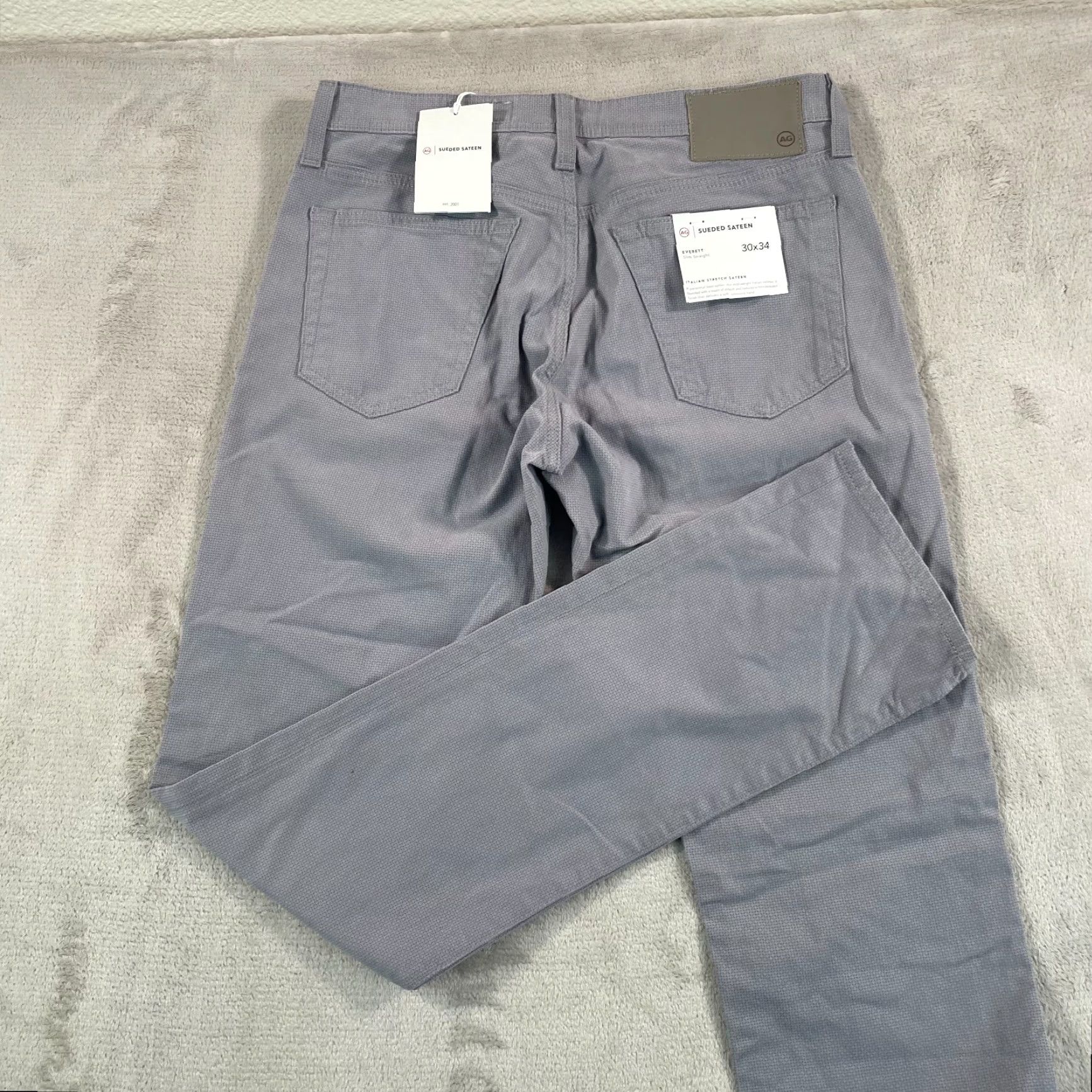 Vintage AG Adriano Goldschmied The Everett Slim Straight 30x34 Grey Sueded Sateen NWT Jeans Men Size US 30 / EU 46 - 5 Thumbnail