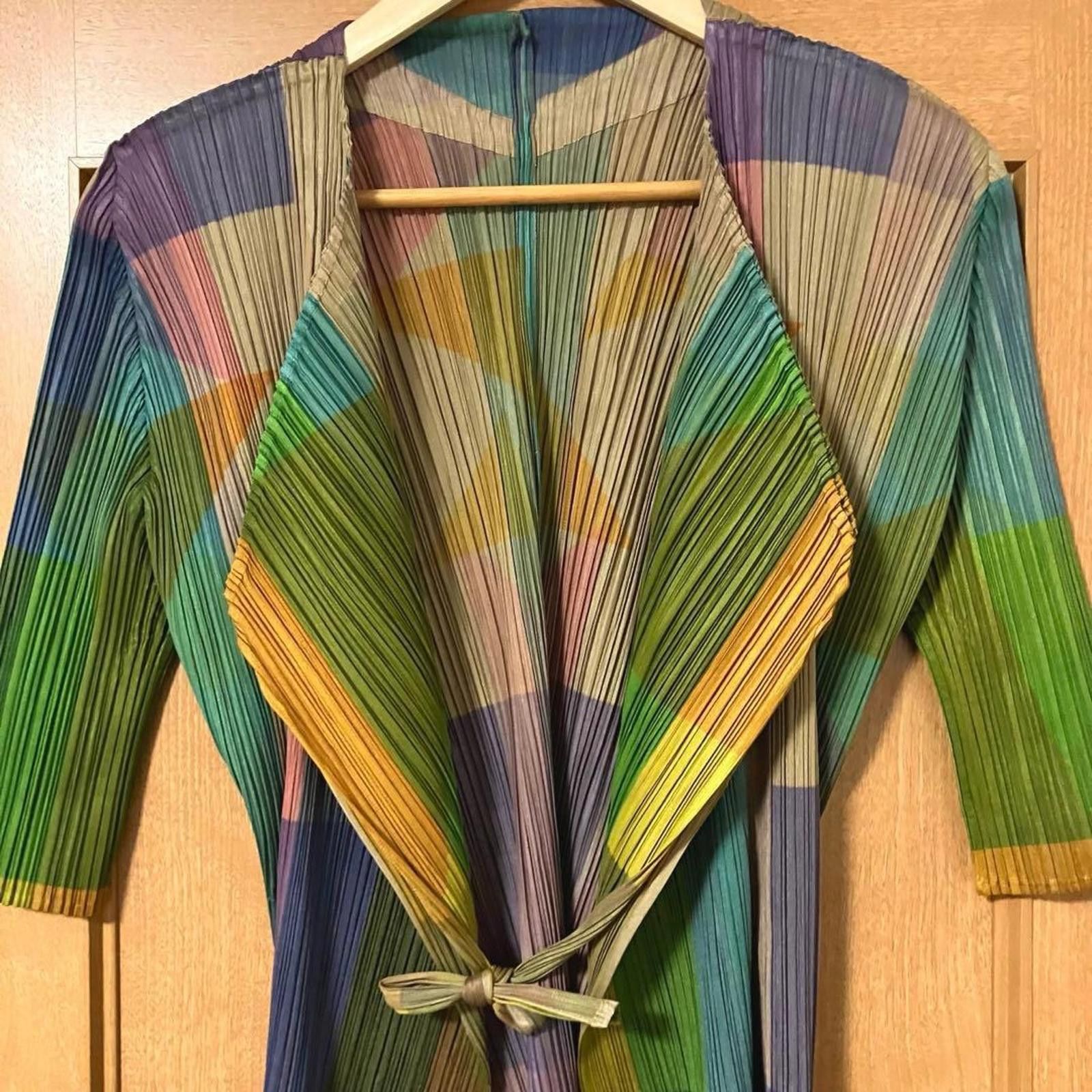 Pleats Please Issey Miyake Pleats Please - Multicolor Pleated Open Front Jacket with 3/ Size 30" / US 8 / IT 44 - 5 Thumbnail