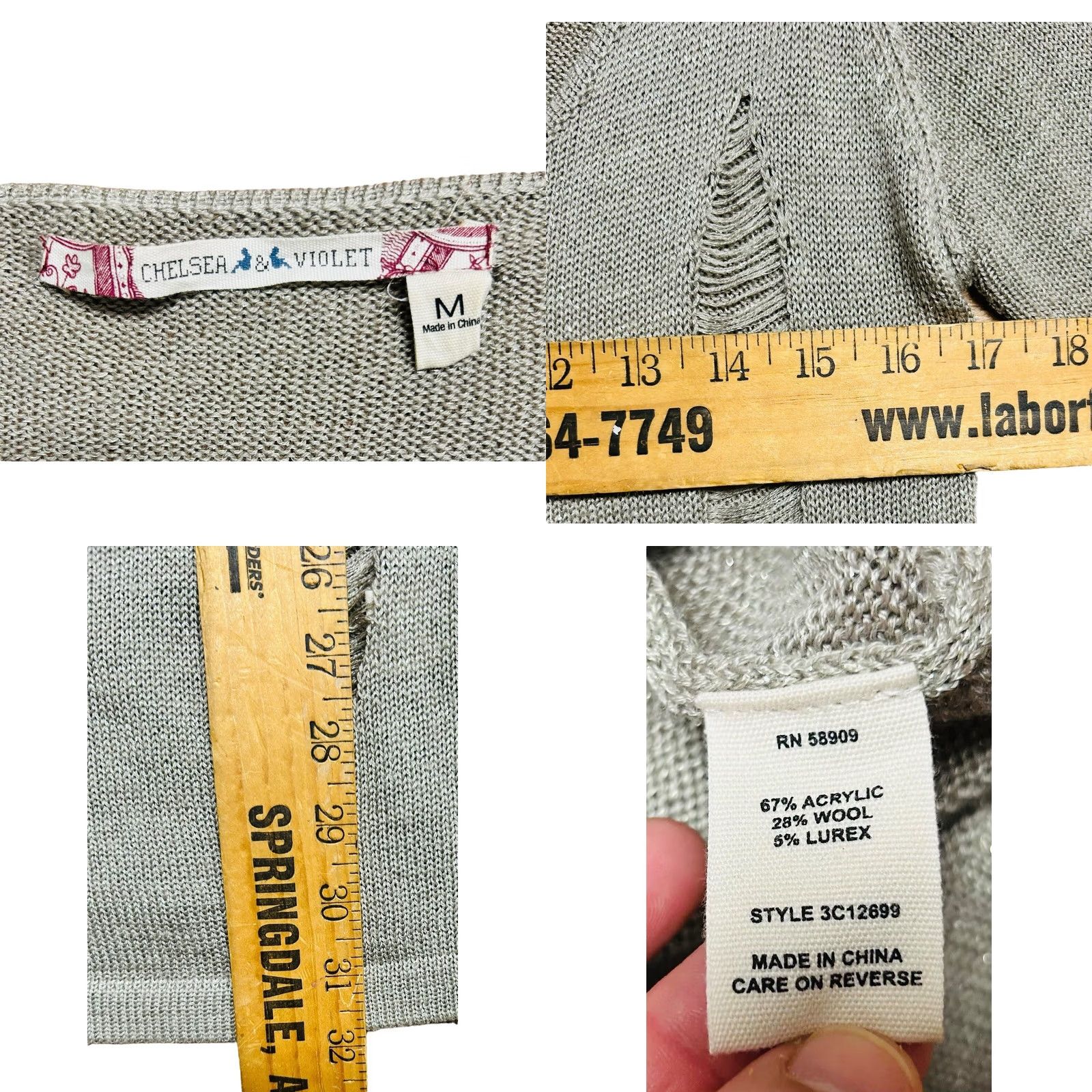 Vintage Chelsea & Violet Pearl Skull Cross Bone Distressed Sweater Women's M Gray Size M / US 6-8 / IT 42-44 - 8 Thumbnail