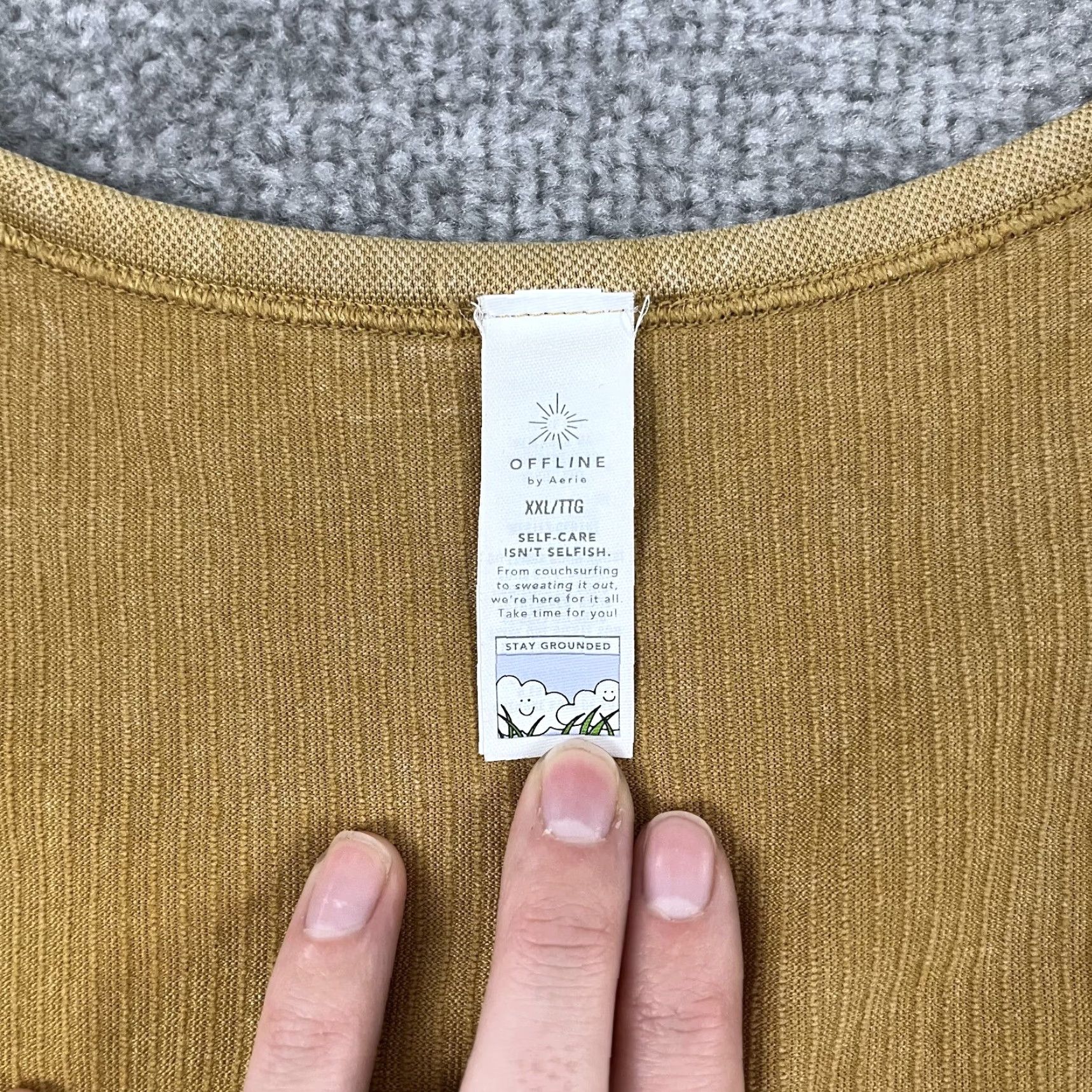Vintage VINTAGE OFFLINE by AERIE Shirt Womens 2XL Cropped Ribbed Scoop Neck Top Slim Fit Brown Nylon Spandex Casual"} Size XXL / US 16-18 / IT 52-54 - 2 Thumbnail