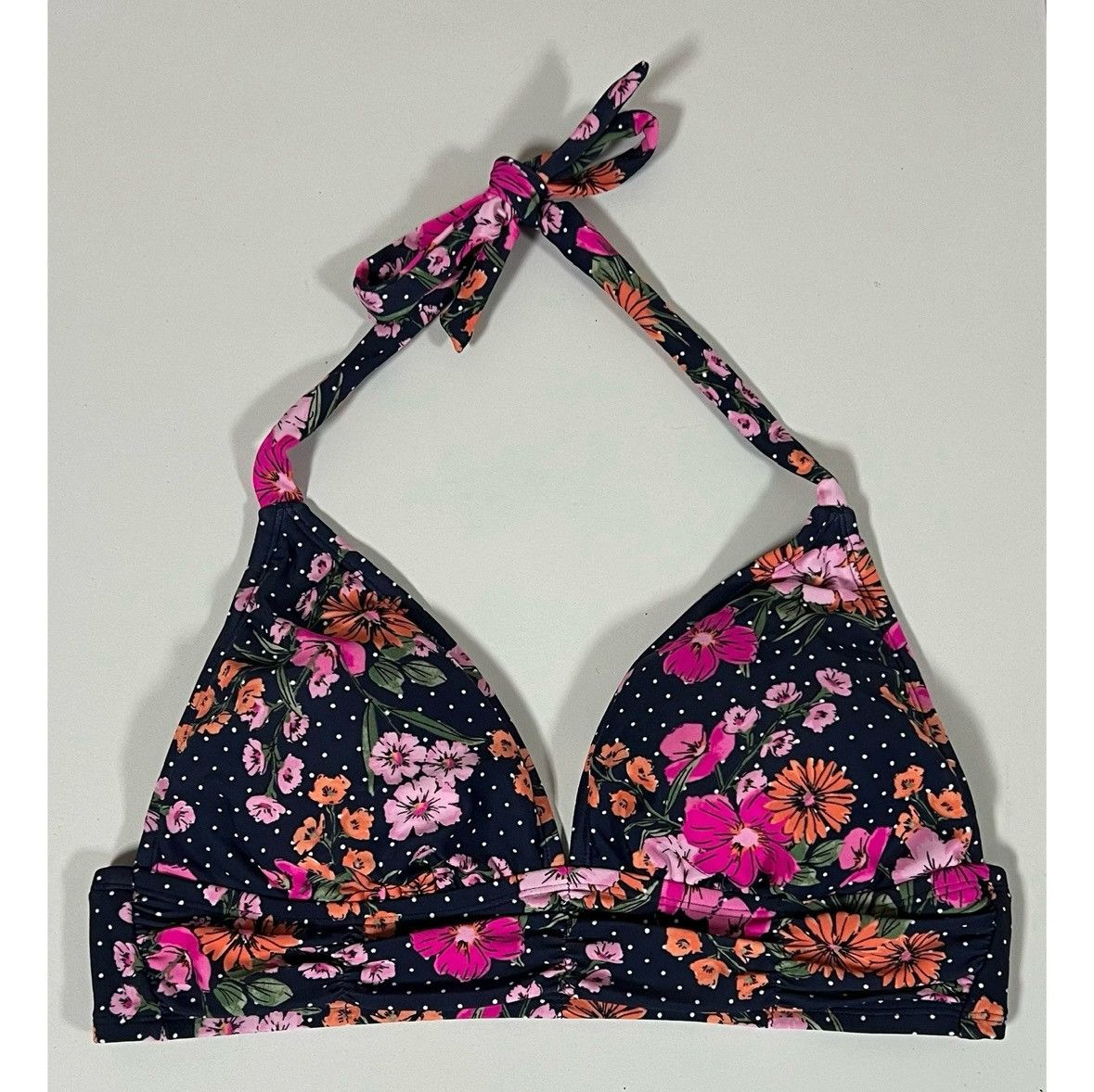 Other Navy Blue Polka Dot Floral Bikini Top Bathing Suit Size M 🌸✨ Size M / US 6-8 / IT 42-44 - 1 Thumbnail