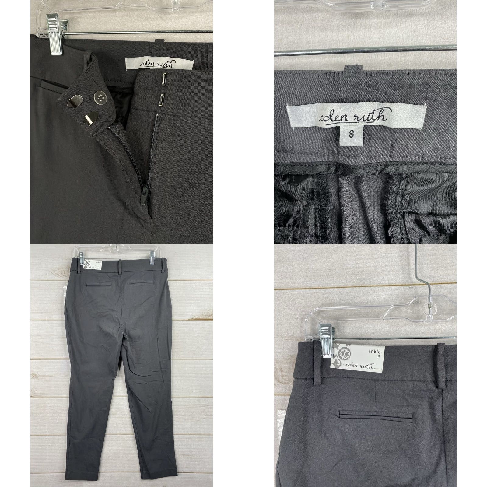 Vintage Eden Ruth Pants Women's Gray Ankle High Rise Ponte Size 8 Regular Slim Fit NWT Front Pockets Stretch TaperedLegs Athletic Wear dress pants Size 30" / US 8 / IT 44 - 8 Thumbnail