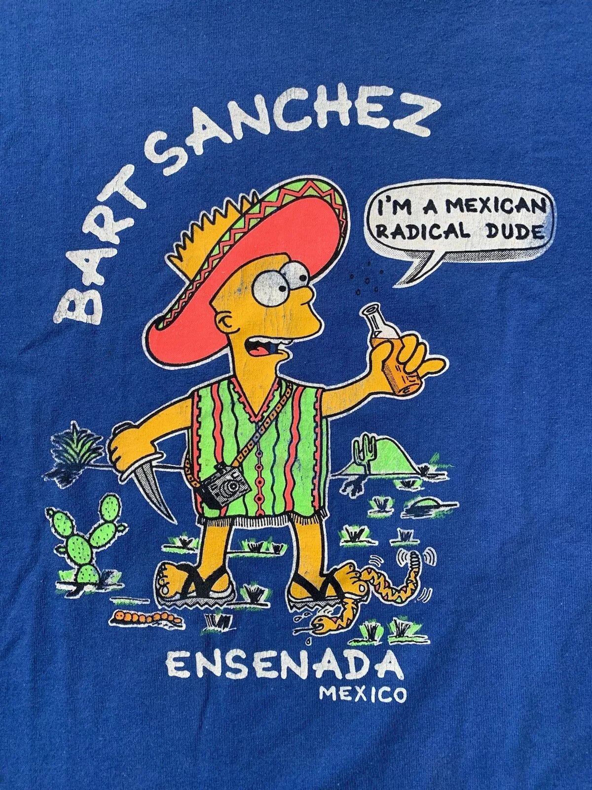 Vintage Vintage 90s Bootleg Simpsons Bart Sanchez Shirt Large Blue Size US L / EU 52-54 / 3 - 2 Thumbnail