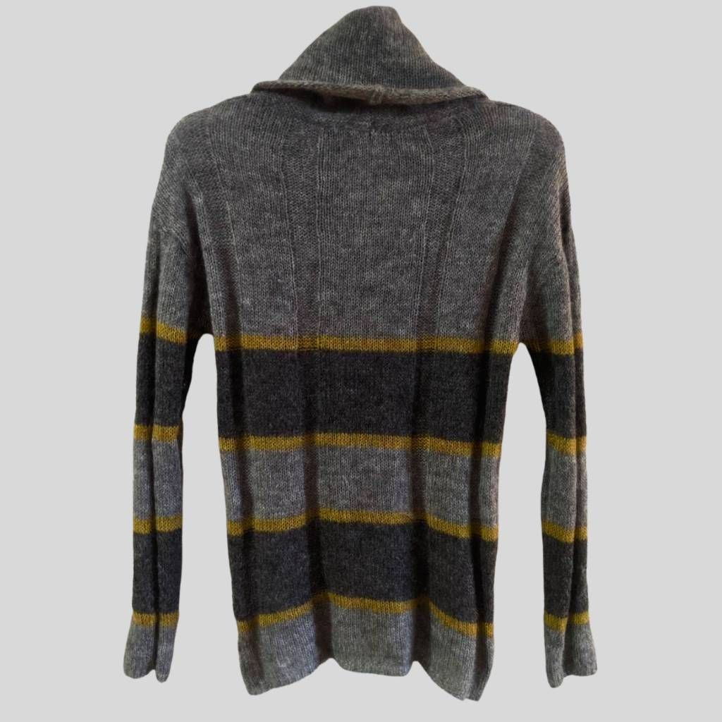 Esprit ESPRIT Women’s XS Cowl Neck Sweater Gray Gold Striped Mohair Wool Blend Knit Size XS / US 0-2 / IT 36-38 - 2 Thumbnail