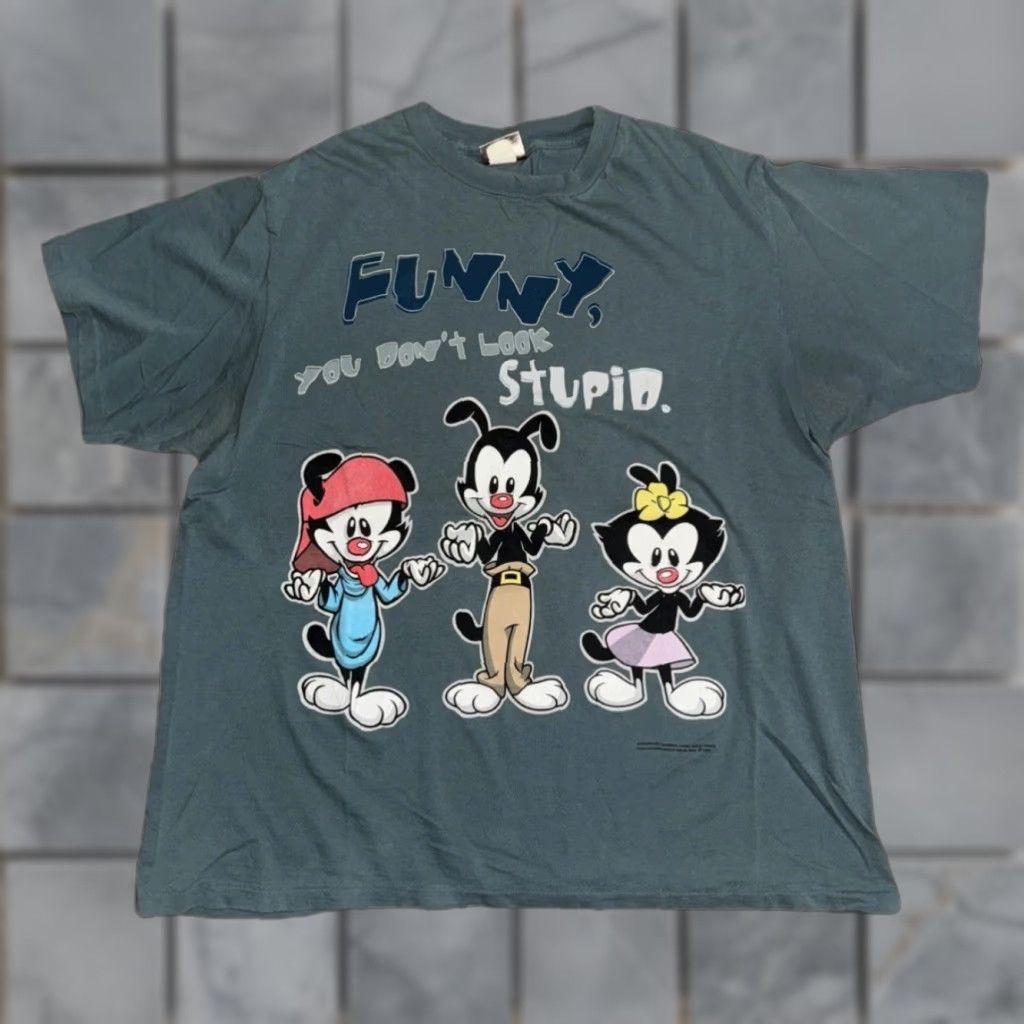 Vintage VINTAGE Animaniacs T-Shirt XL Blue Warner Bros 1996 Graphic Print Crew Neck Short Sleeve Made in USA Mens Size US XL / EU 56 / 4 - 1 Thumbnail