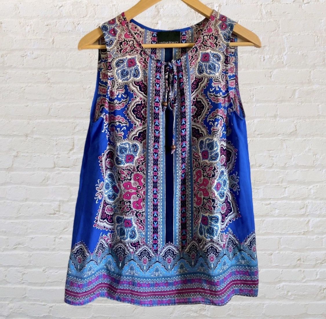 Cynthia Rowley CYNTHIA ROWLEY SLEEVELESS PAISLEY KEYHOLE TIE TANK TOP Size M / US 6-8 / IT 42-44 - 1 Thumbnail