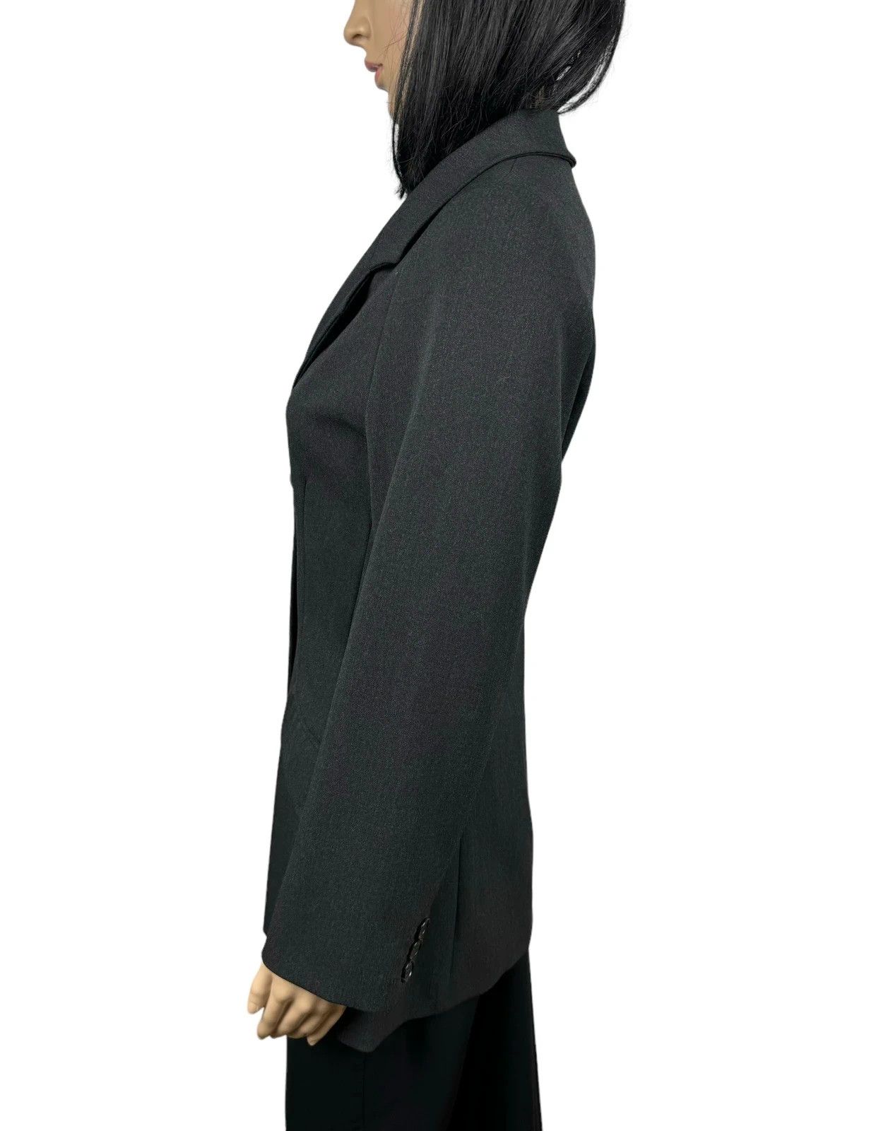 Sportmax Dark Grey Wool Polyamide Long Blazer UK10 US6