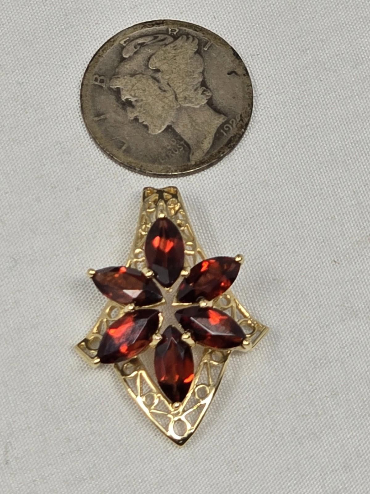 The Unbranded Brand Vtg Mexico 14k Gold Star Flower Amethyst Pendant Size ONE SIZE - 5 Thumbnail