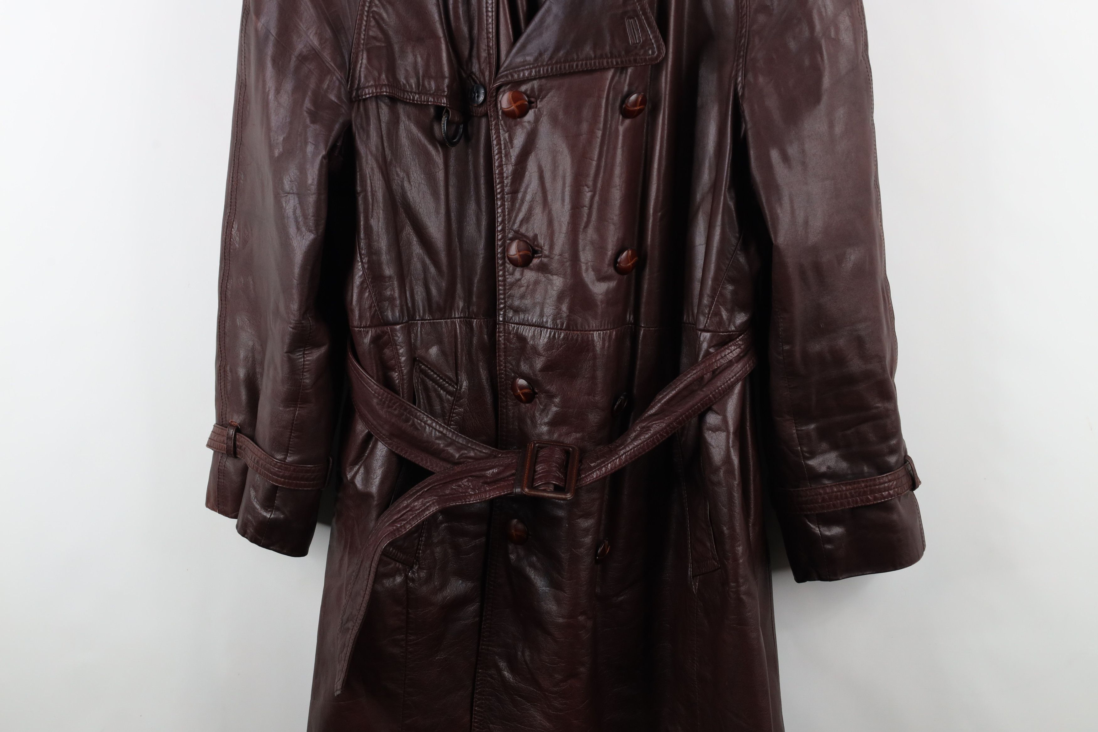 Vintage Vintage 70s Streetwear Belted Trench Coat Oxblood Red Size US XXL / EU 58 / 5 - 3 Thumbnail