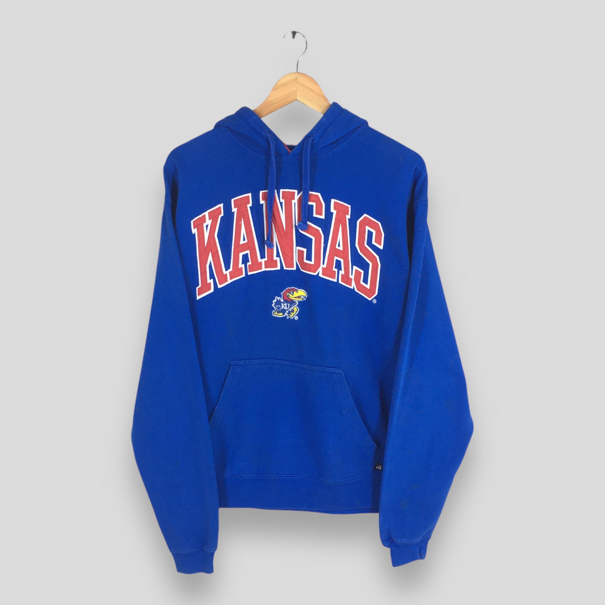 Vintage Kansas Jayhawks NCAA Blue Hoodie Sweatshirt Medium