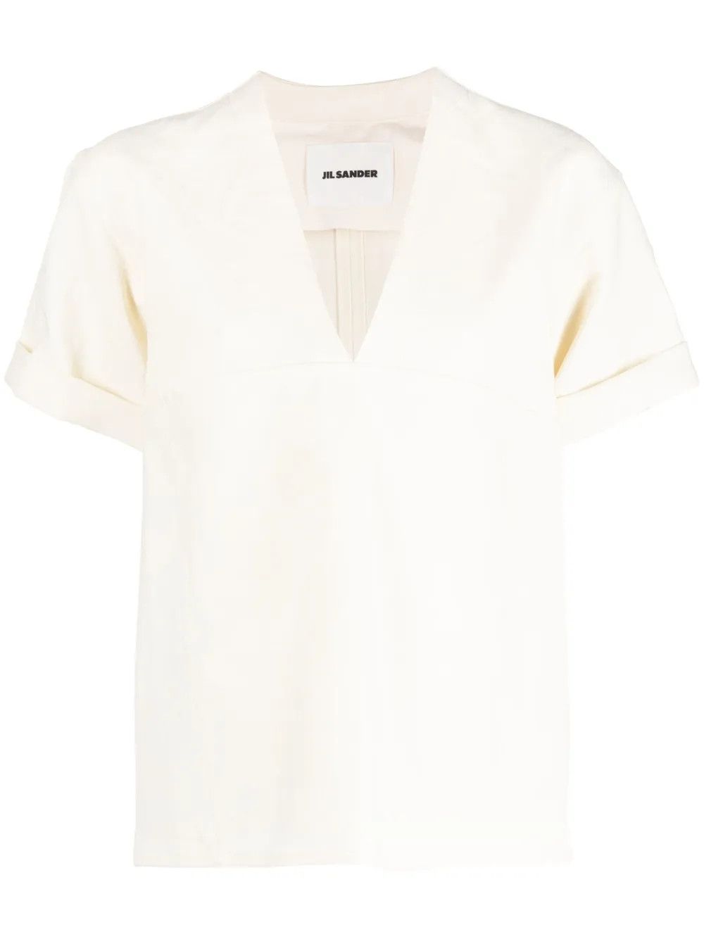 Jil Sander o1y1025 V-Neck T-Shirt in Ivory Size S / US 4 / IT 40 - 1 Thumbnail