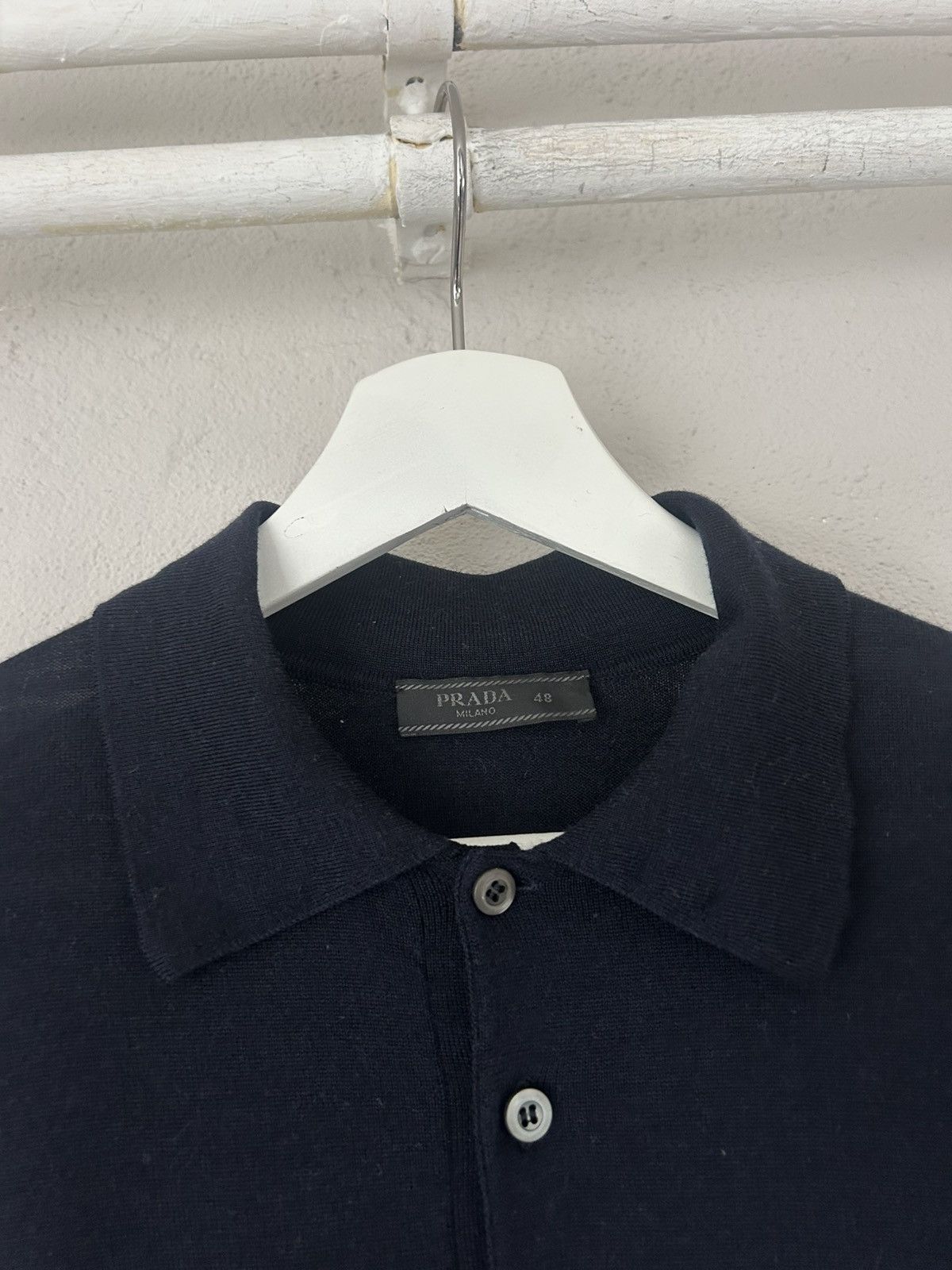 Prada Prada Navy Wool Knit Polo Shirt – Size 48 Size US M / EU 48-50 / 2 - 2 Thumbnail