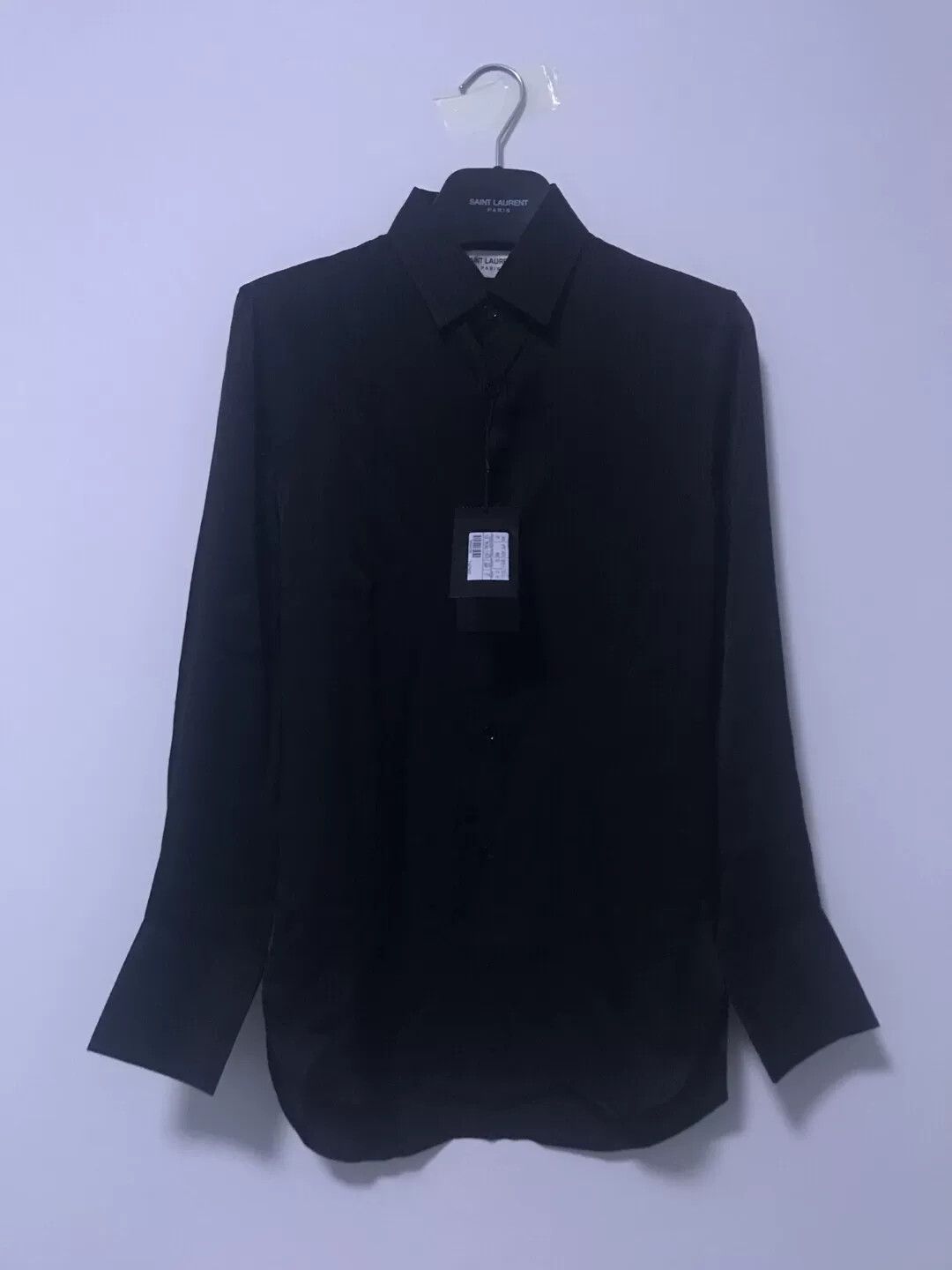 Saint Laurent Paris Saint Laurent Black Ribbed Silk Shirt Size US M / EU 48-50 / 2 - 1 Thumbnail