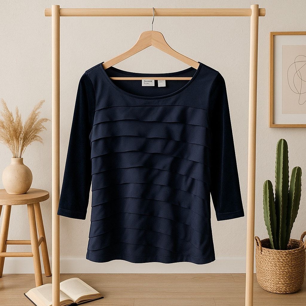 Other Chicos Travelers Chiffon Pleated Top Black Womens 1 Medium Size M / US 6-8 / IT 42-44 - 1 Thumbnail