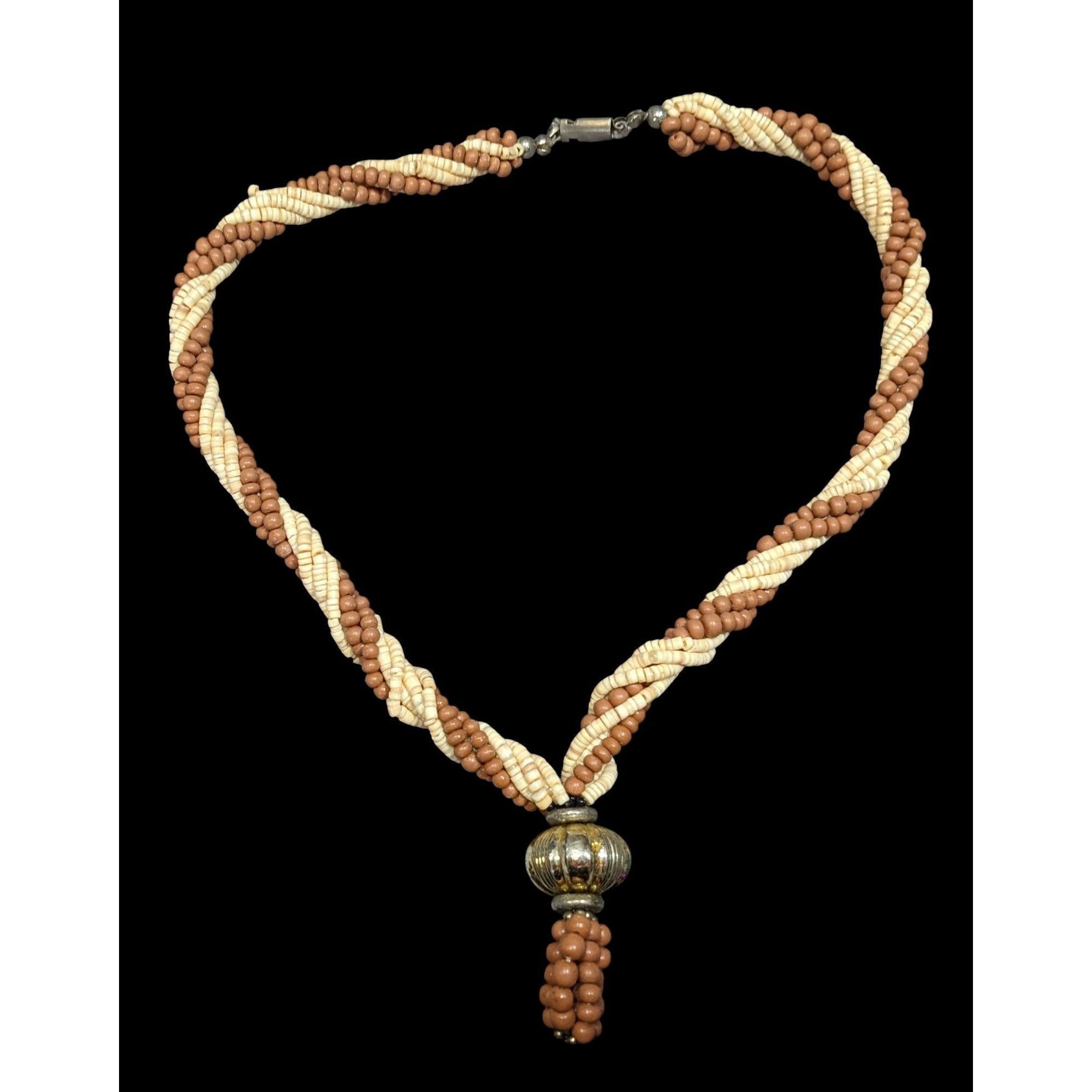 Other Vintage Rustic Brown And Cream Shell And Wood Beaded Necklac Size ONE SIZE - 1 Thumbnail