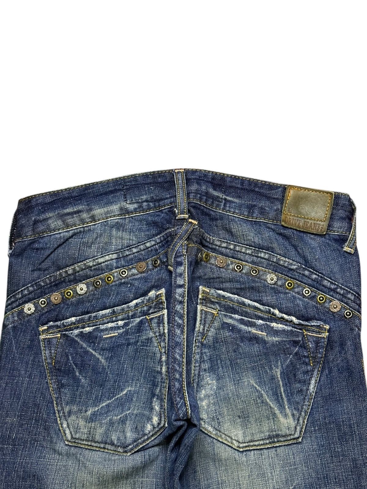 Seditionaries Vintage Japanese Brand Faded Mud Wash Studded Flare Jeans Size 28" / US 6 / IT 42 - 8 Thumbnail