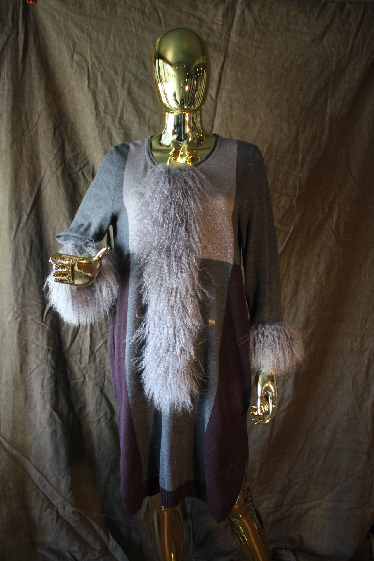 Other Custom-made Long sweater (wool) with real Mongolian fur Size US L / EU 52-54 / 3 - 4 Thumbnail