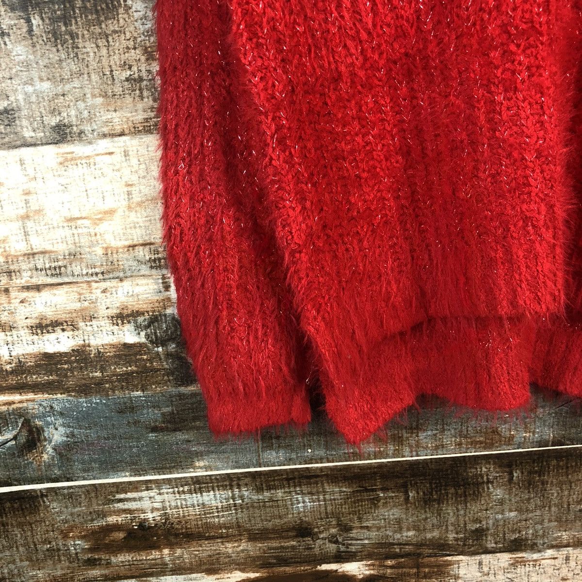 Japanese Brand DL Ozoc Red Mohair Knitwear #C371 Size M / US 6-8 / IT 42-44 - 7 Thumbnail