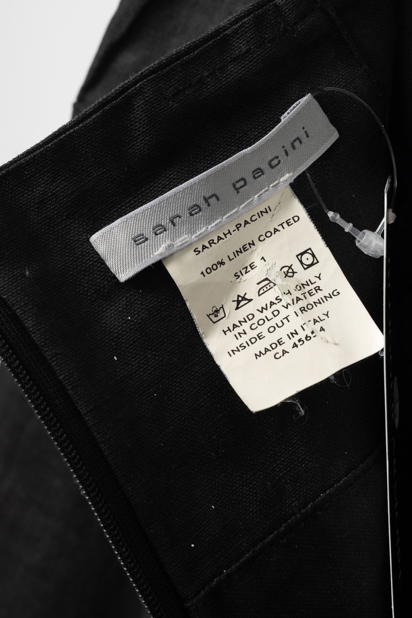 Sarah Pacini Sarah Pacini Charcoal Coated-Linen Wide-Leg Pants Size 29" - 8 Thumbnail