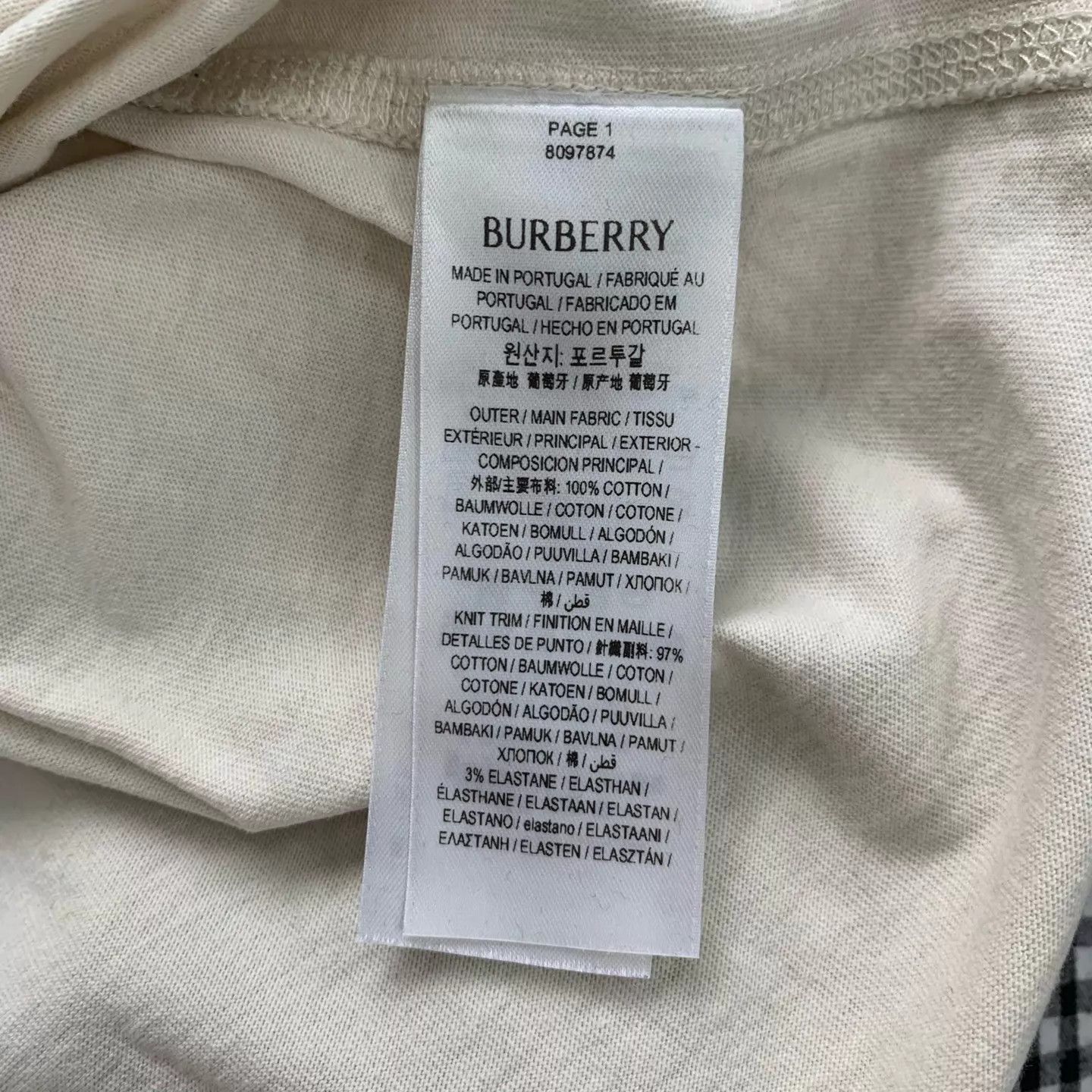 Burberry Burberry Cream Embroidered Logo SS Tee L 95 New Size US L / EU 52-54 / 3 - 5 Thumbnail